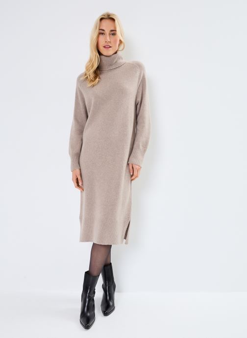 GANT Lange jurken Herringbone Detail Rollneck Dress dames beige