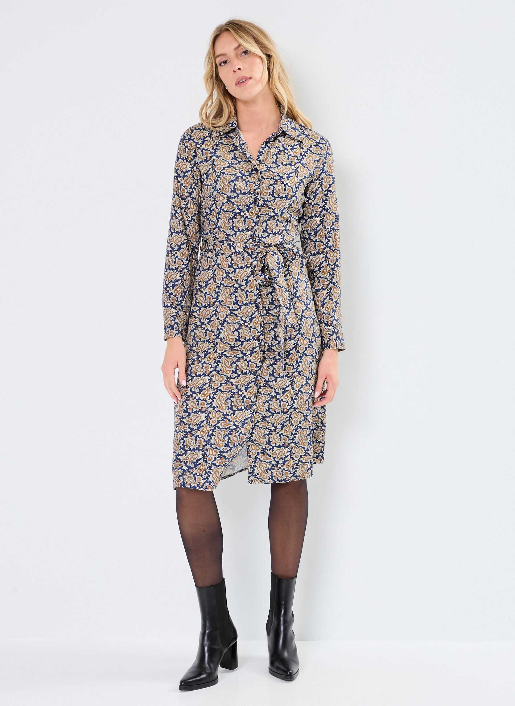 Lange jurken Slim Paisley Shirt Dress dames meerkleurig GANT Lange jurken Slim Paisley Shirt Dress dames meerkleurig BLEU PERSAN