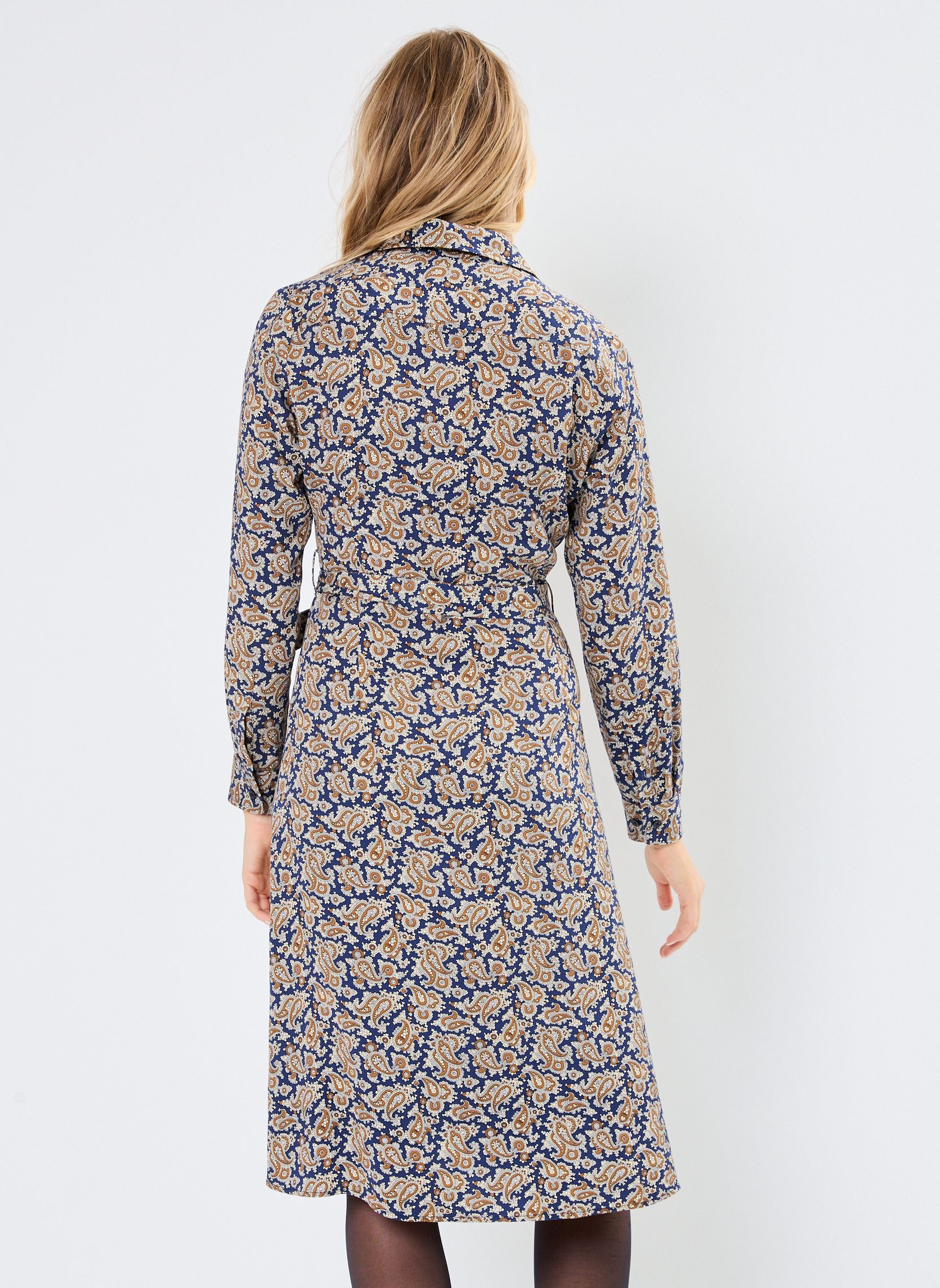 Lange jurken Slim Paisley Shirt Dress dames meerkleurig GANT Lange jurken Slim Paisley Shirt Dress dames meerkleurig BLEU PERSAN