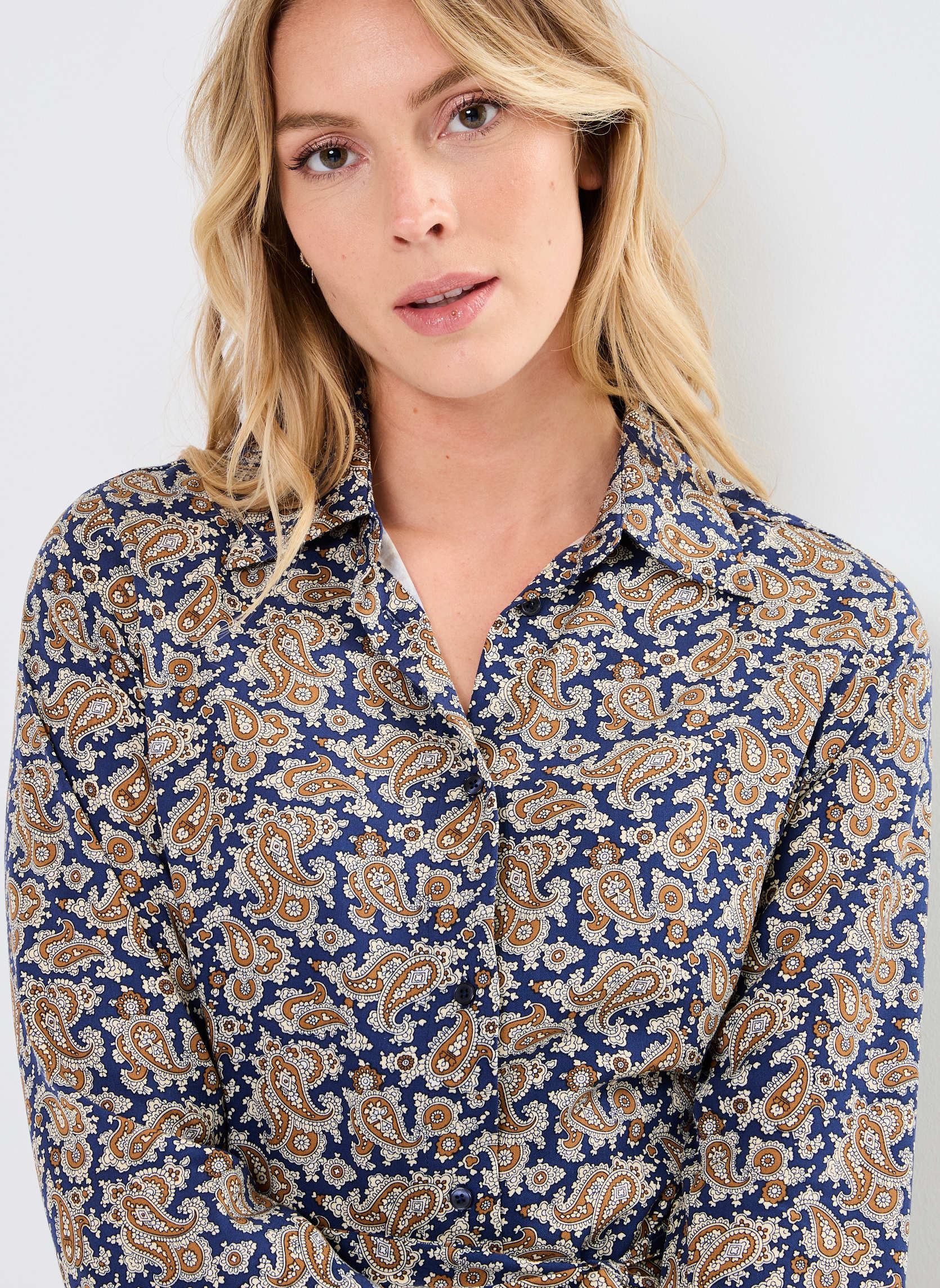 Lange jurken Slim Paisley Shirt Dress dames meerkleurig GANT Lange jurken Slim Paisley Shirt Dress dames meerkleurig BLEU PERSAN
