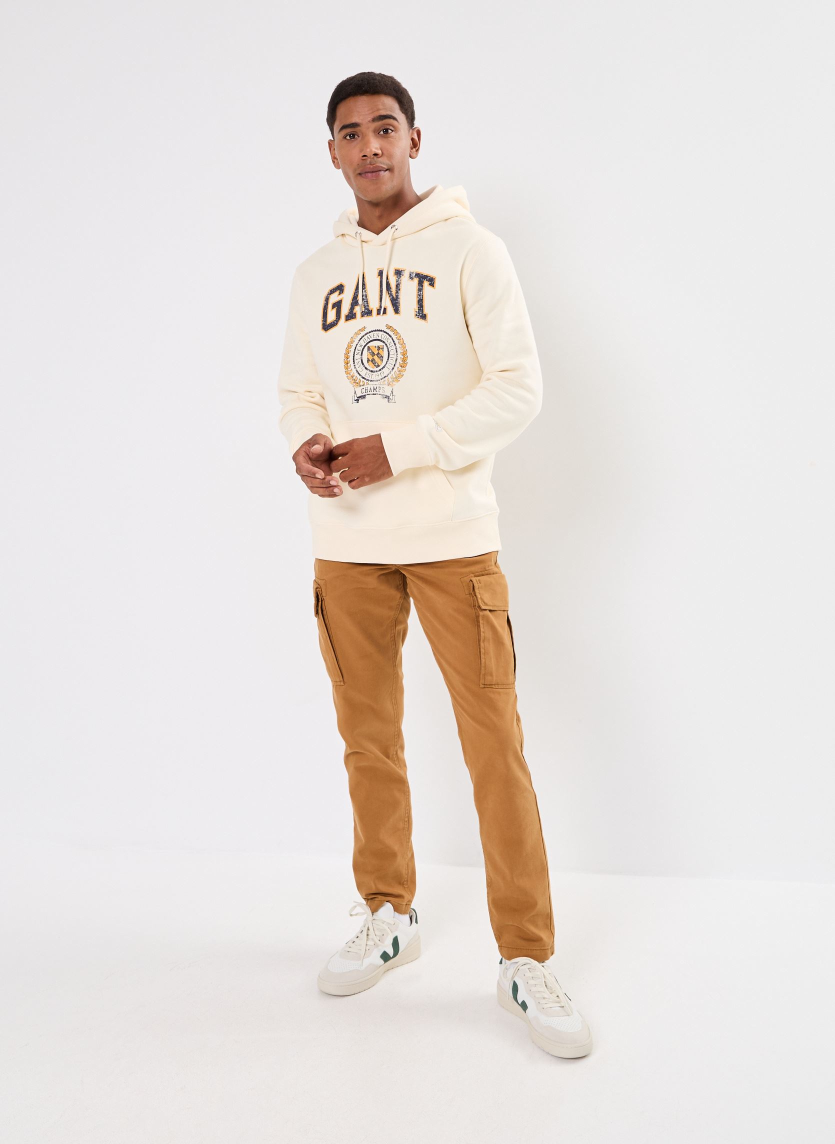 Sweats à capuche Front Graphic Sweat Hoodie homme blanc GANT Sweats à capuche Front Graphic Sweat Hoodie homme blanc CREME