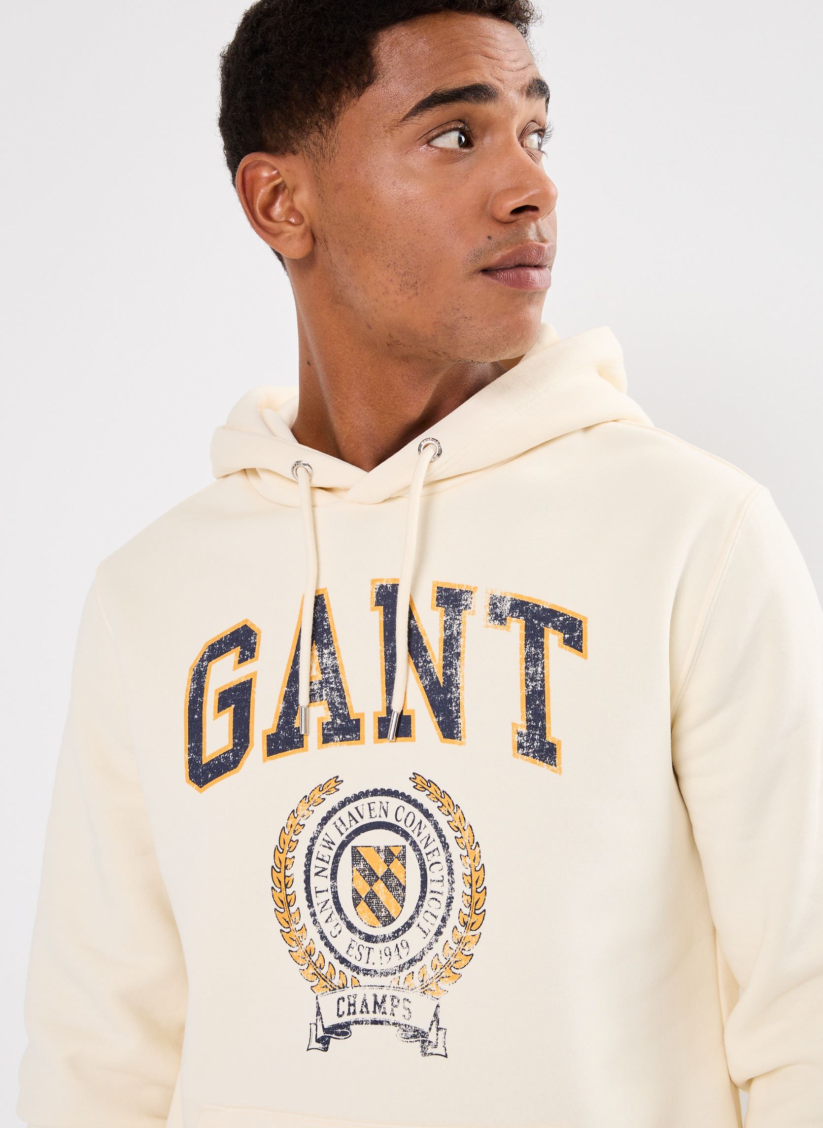 Sweats à capuche Front Graphic Sweat Hoodie homme blanc GANT Sweats à capuche Front Graphic Sweat Hoodie homme blanc CREME