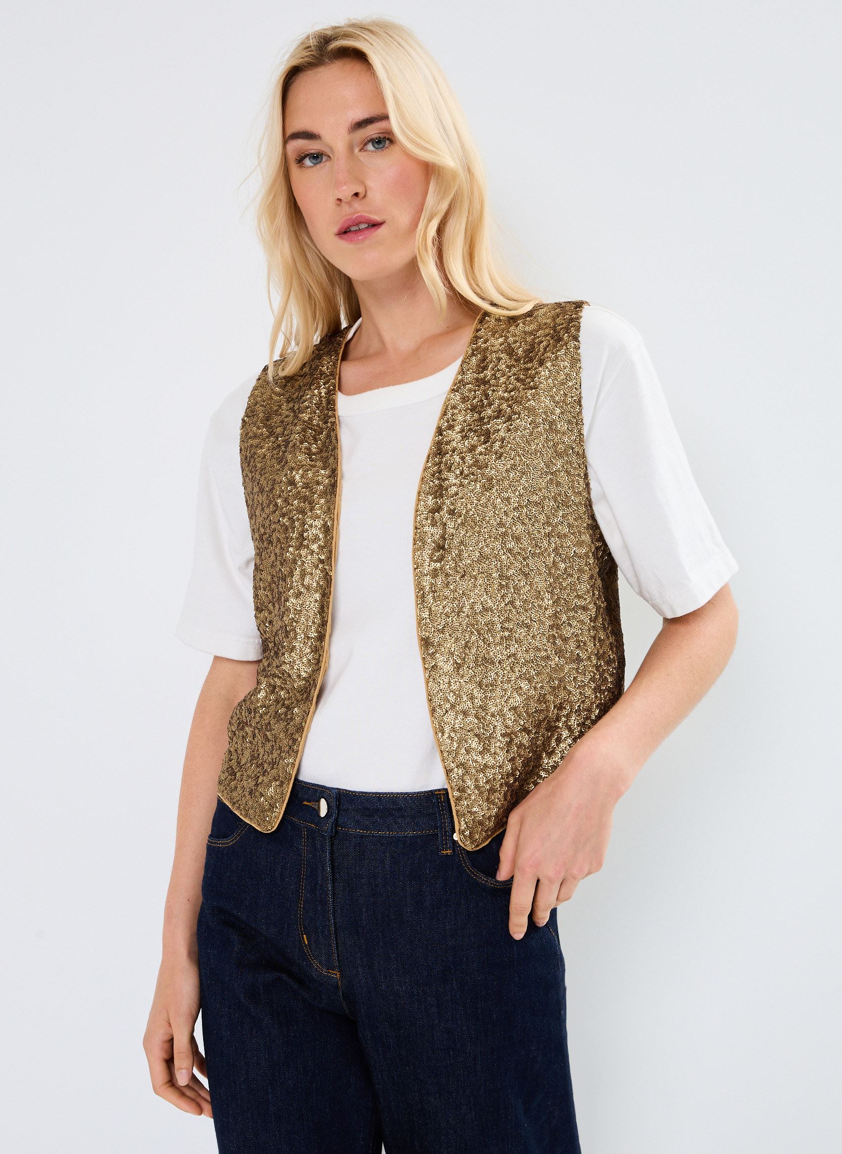 Bodywarmer Vim TPA4 PL3 dames goud en brons Leon & Harper Bodywarmer Vim TPA4 PL3 dames goud en brons GOLD
