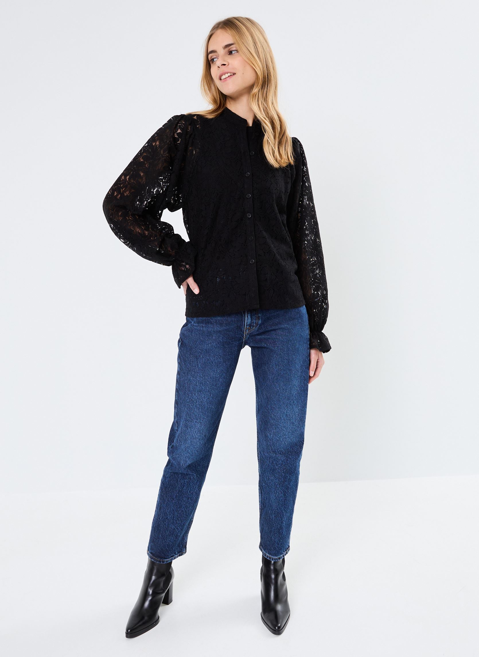 Lange mouw overhemden Ornella dames zwart Grace & Mila Lange mouw overhemden Ornella dames zwart Noir