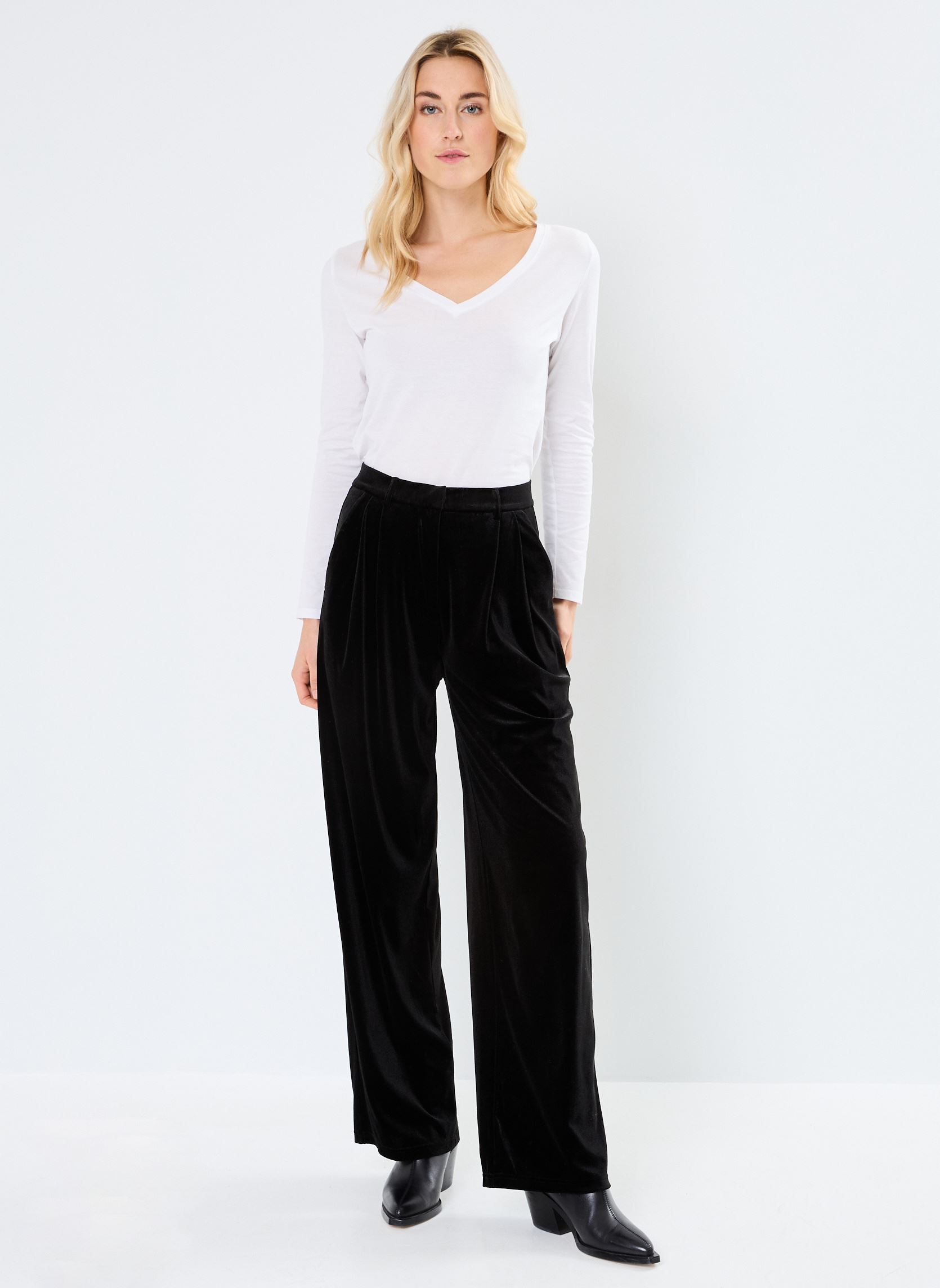 Pantalons larges Olive femme noir Grace & Mila Pantalons larges Olive femme noir Noir