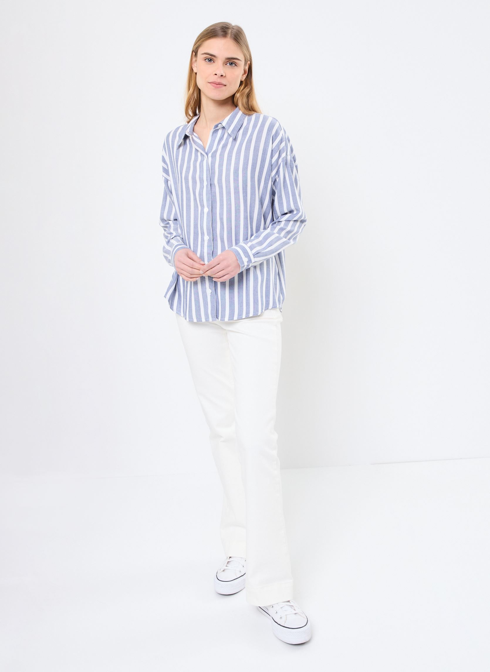 Chemises manches longues Clara femme bleu La Petite Etoile Chemises manches longues Clara femme bleu Marine/Ecru