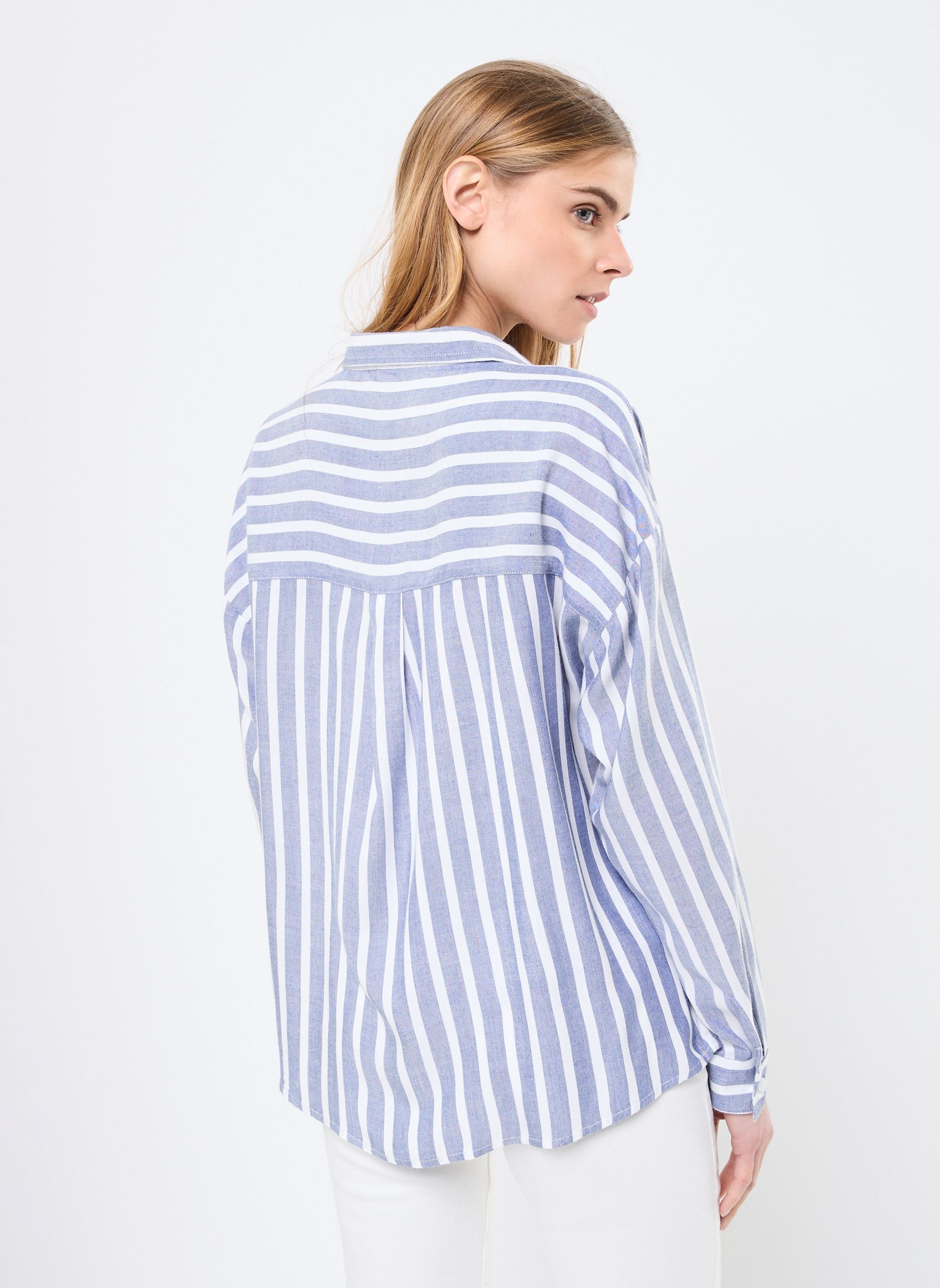 Chemises manches longues Clara femme bleu La Petite Etoile Chemises manches longues Clara femme bleu Marine/Ecru