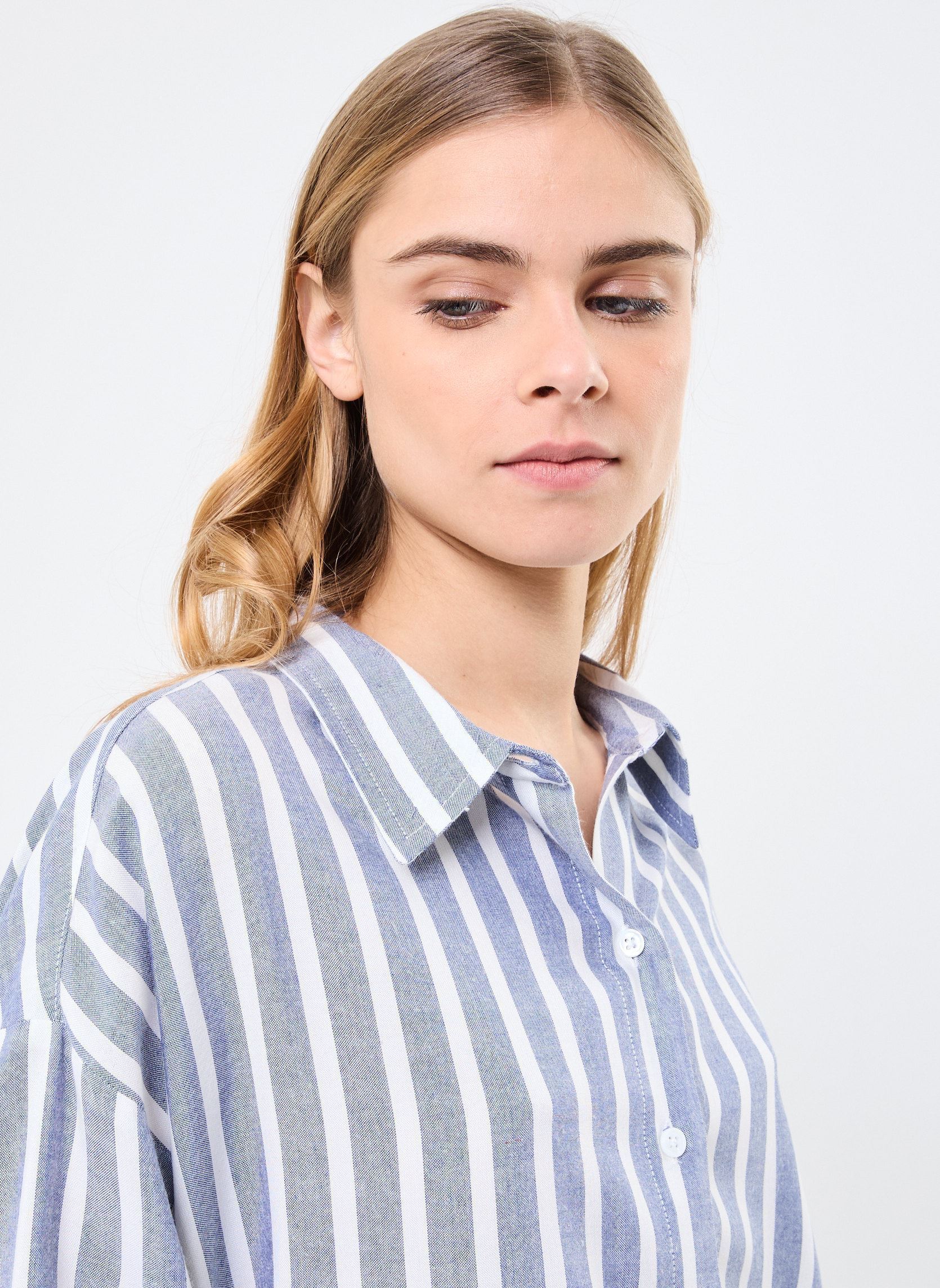 Chemises manches longues Clara femme bleu La Petite Etoile Chemises manches longues Clara femme bleu Marine/Ecru