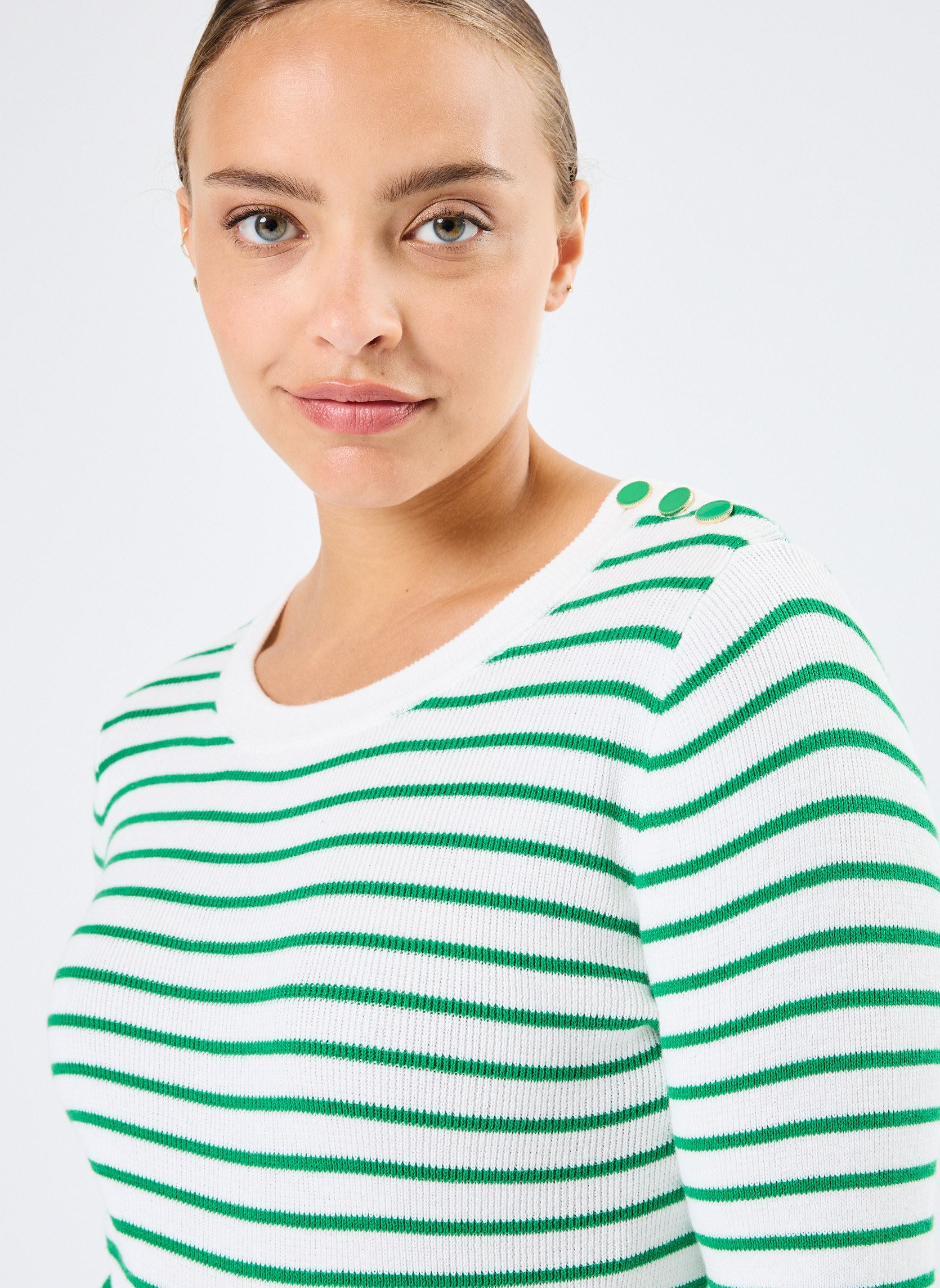 Pulls Molly femme blanc La Petite Etoile Pulls Molly femme blanc ECRU/VERT