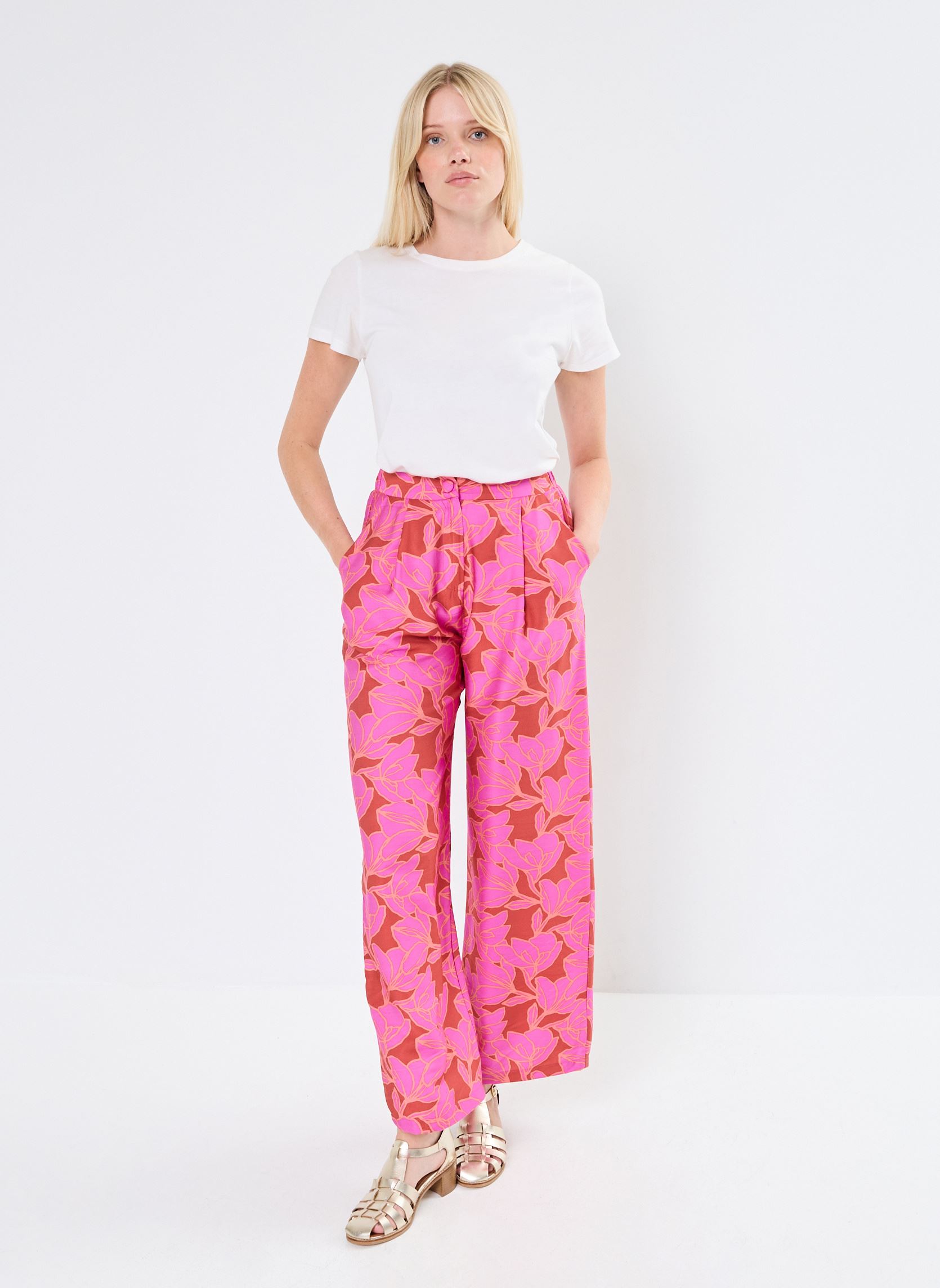 Pantalons larges Perla femme blanc La Petite Etoile Pantalons larges Perla femme blanc Bicolore