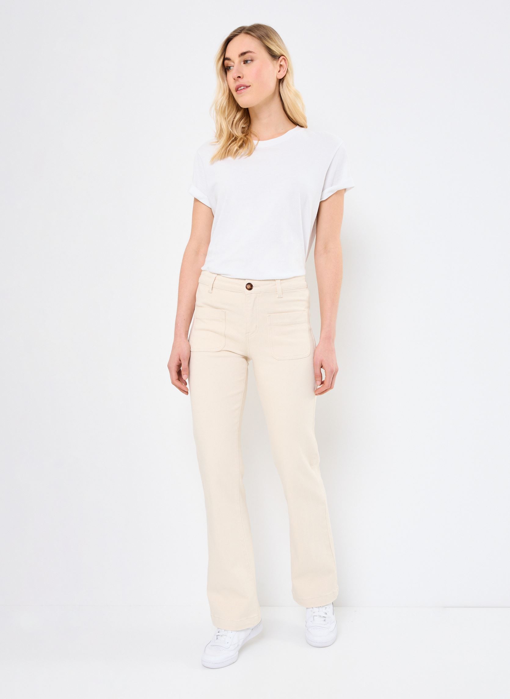Flared jeans Sonny dames wit La Petite Etoile Flared jeans Sonny dames wit 05-NATUREL