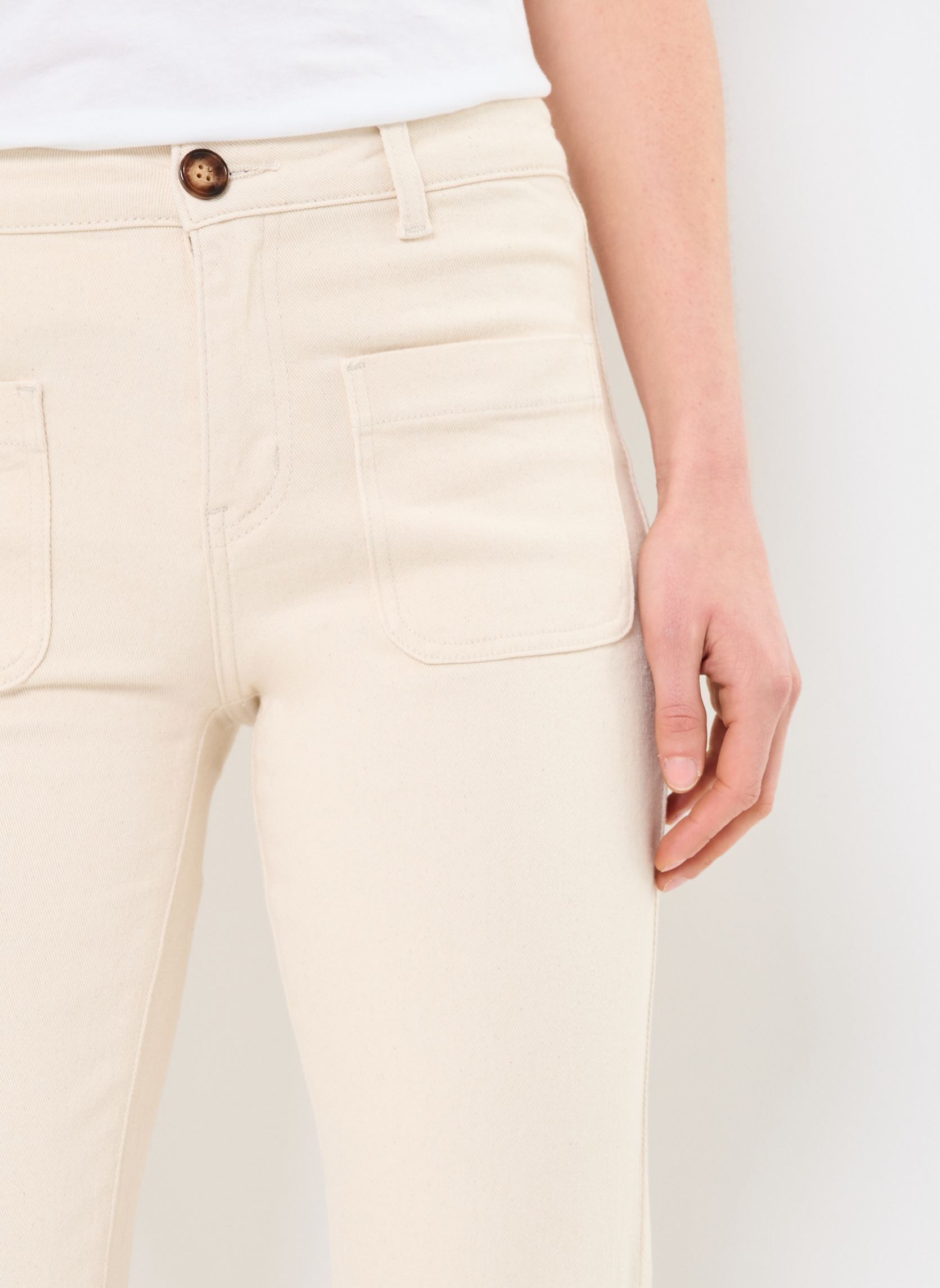 Flared jeans Sonny dames wit La Petite Etoile Flared jeans Sonny dames wit 05-NATUREL