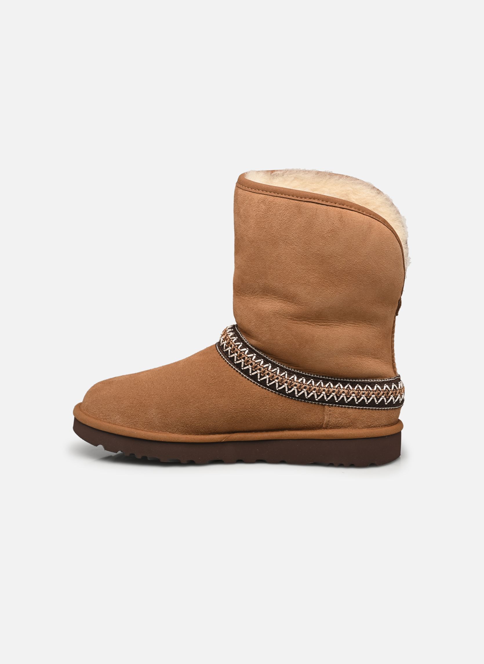 Gefütterte Stiefeletten W CLASSIC SHORT CRESCENT damen braun UGG Gefütterte Stiefeletten W CLASSIC SHORT CRESCENT damen braun CHESTNUT