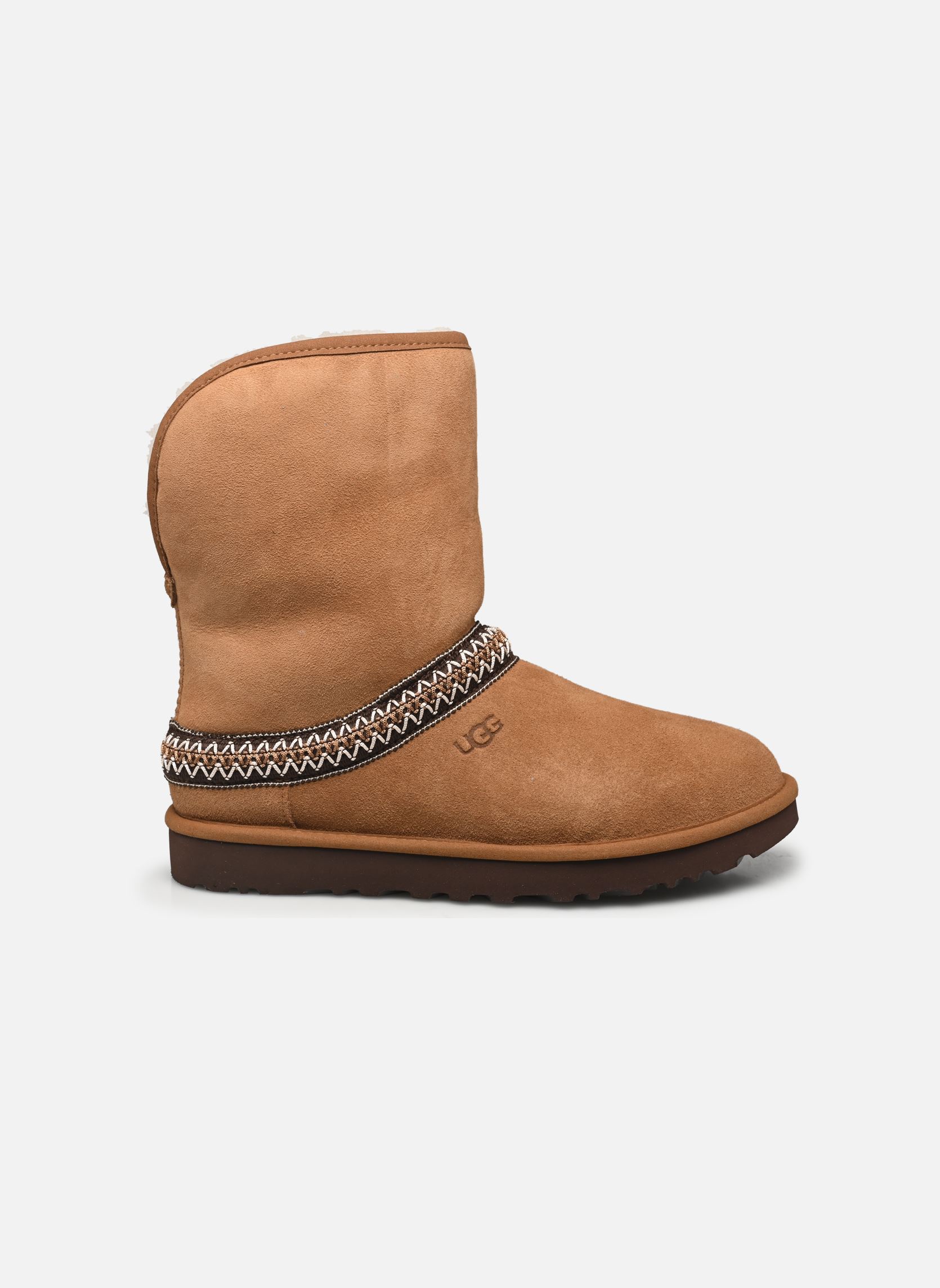Gefütterte Stiefeletten W CLASSIC SHORT CRESCENT damen braun UGG Gefütterte Stiefeletten W CLASSIC SHORT CRESCENT damen braun CHESTNUT
