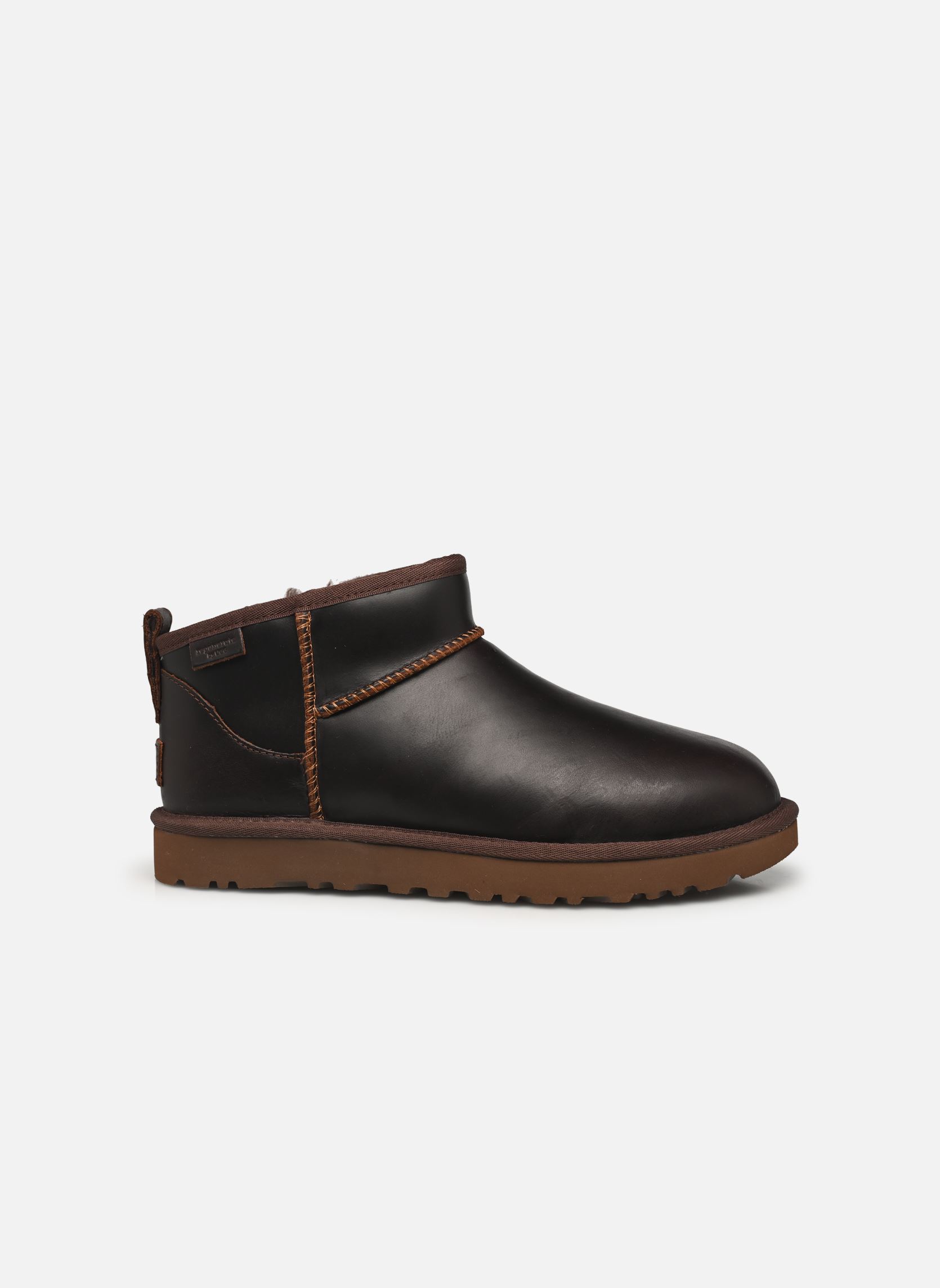Gefütterte Stiefeletten W CLASSIC ULTRA MINI LTHR REGEN damen braun UGG Gefütterte Stiefeletten W CLASSIC ULTRA MINI LTHR REGEN damen braun IRONWOOD
