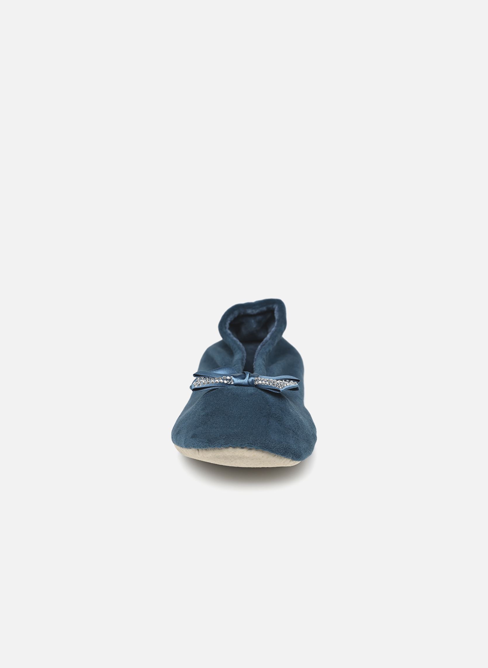 Pantoffels Ballerine - Microvelours - Noeud Précieu dames blauw Isotoner Pantoffels Ballerine - Microvelours - Noeud Précieu dames blauw BLEU CANARD