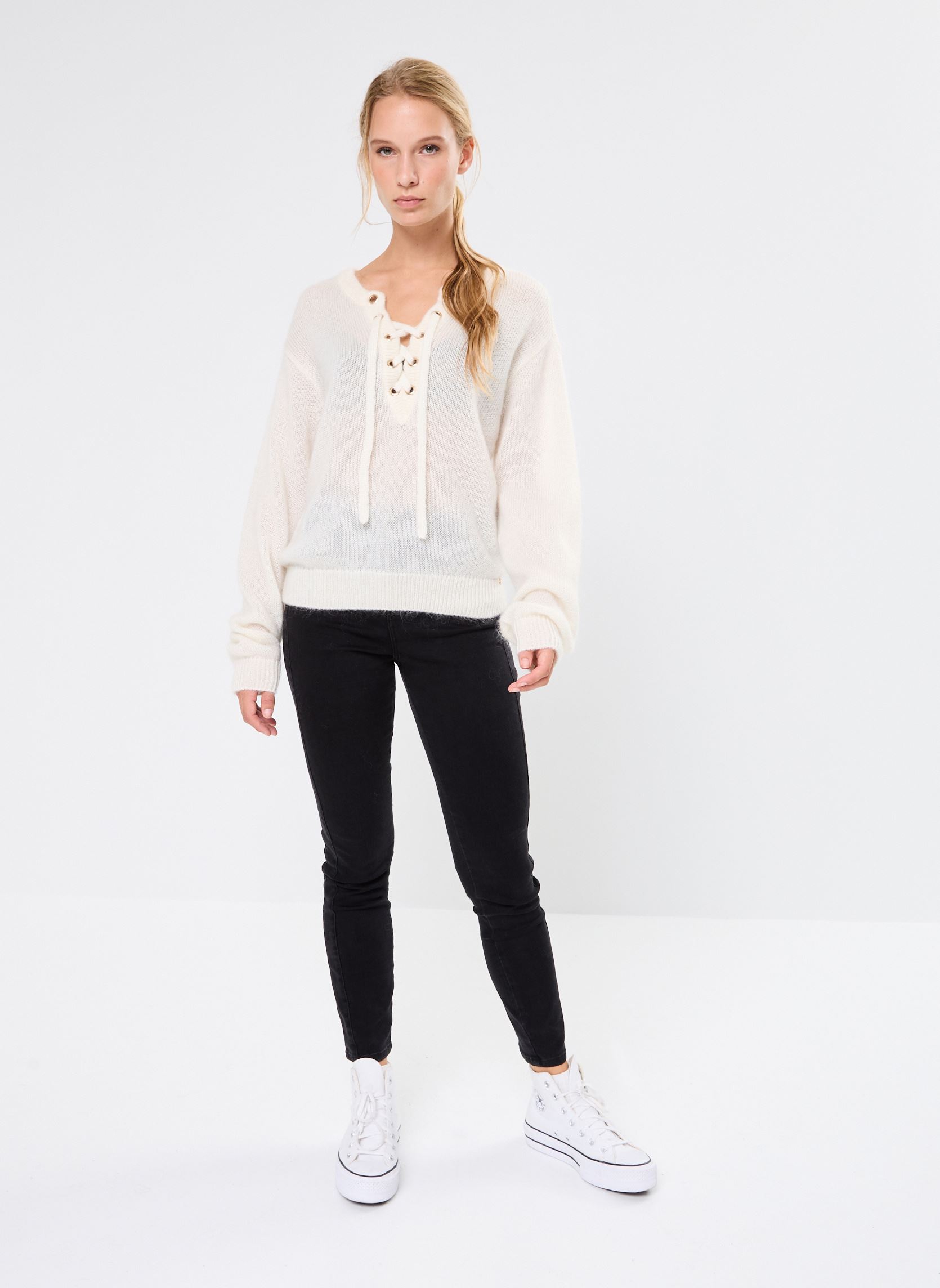 Pulls Buchette femme blanc Des Petits Hauts Pulls Buchette femme blanc Ecru