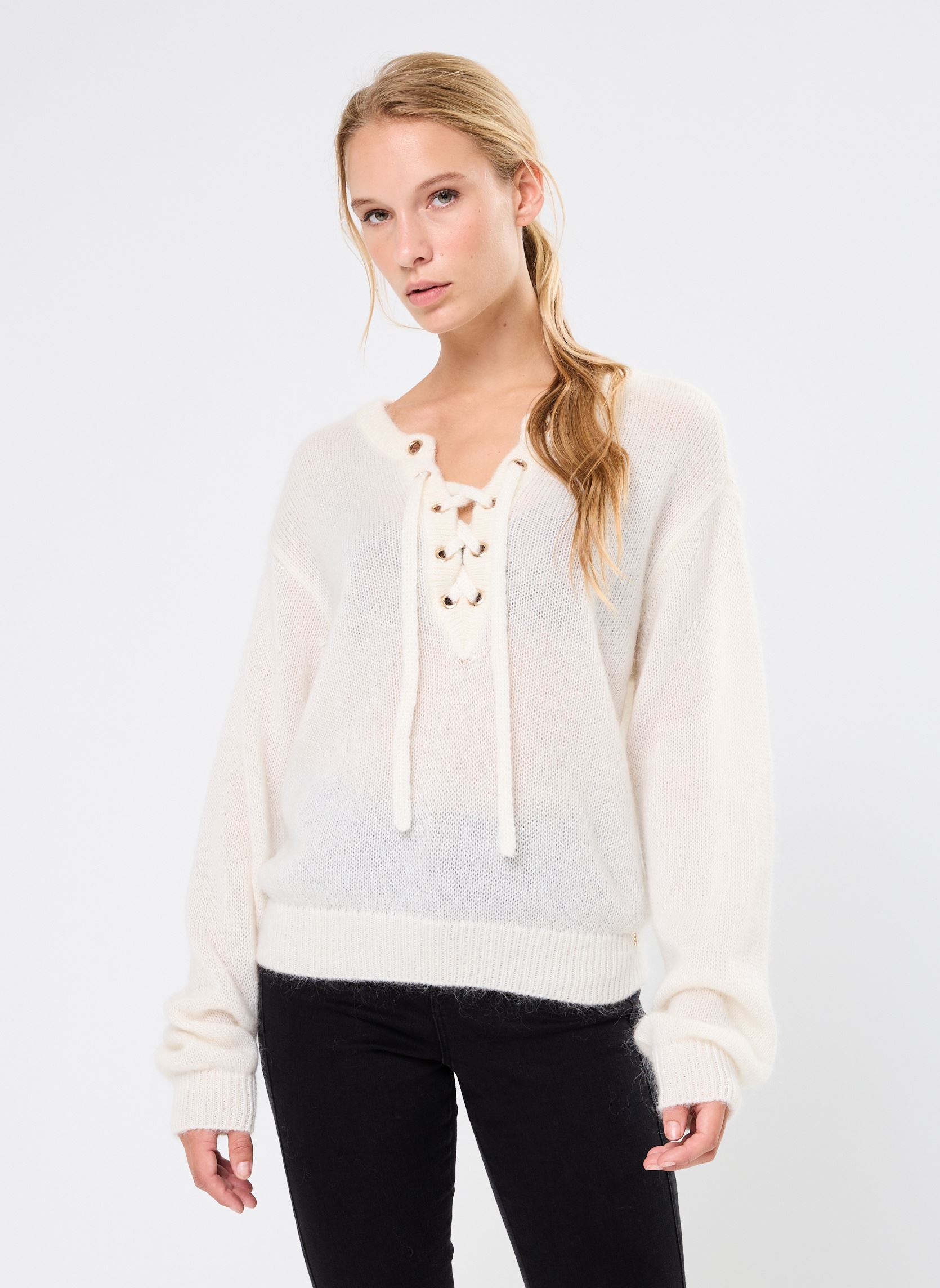 Pulls Buchette femme blanc Des Petits Hauts Pulls Buchette femme blanc Ecru