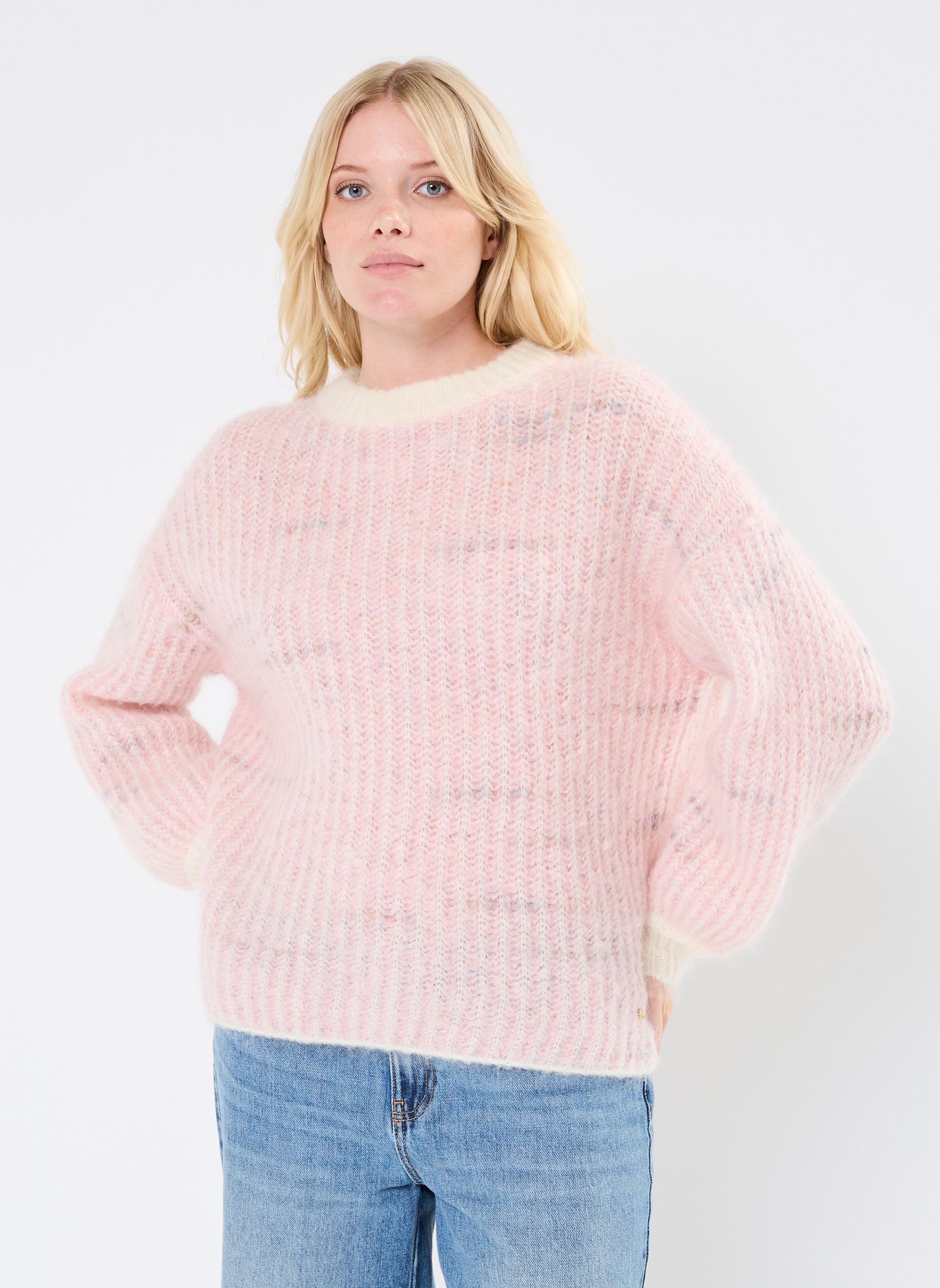 Pulls Albertine femme rose Des Petits Hauts Pulls Albertine femme rose Ecru/Brume Poudre