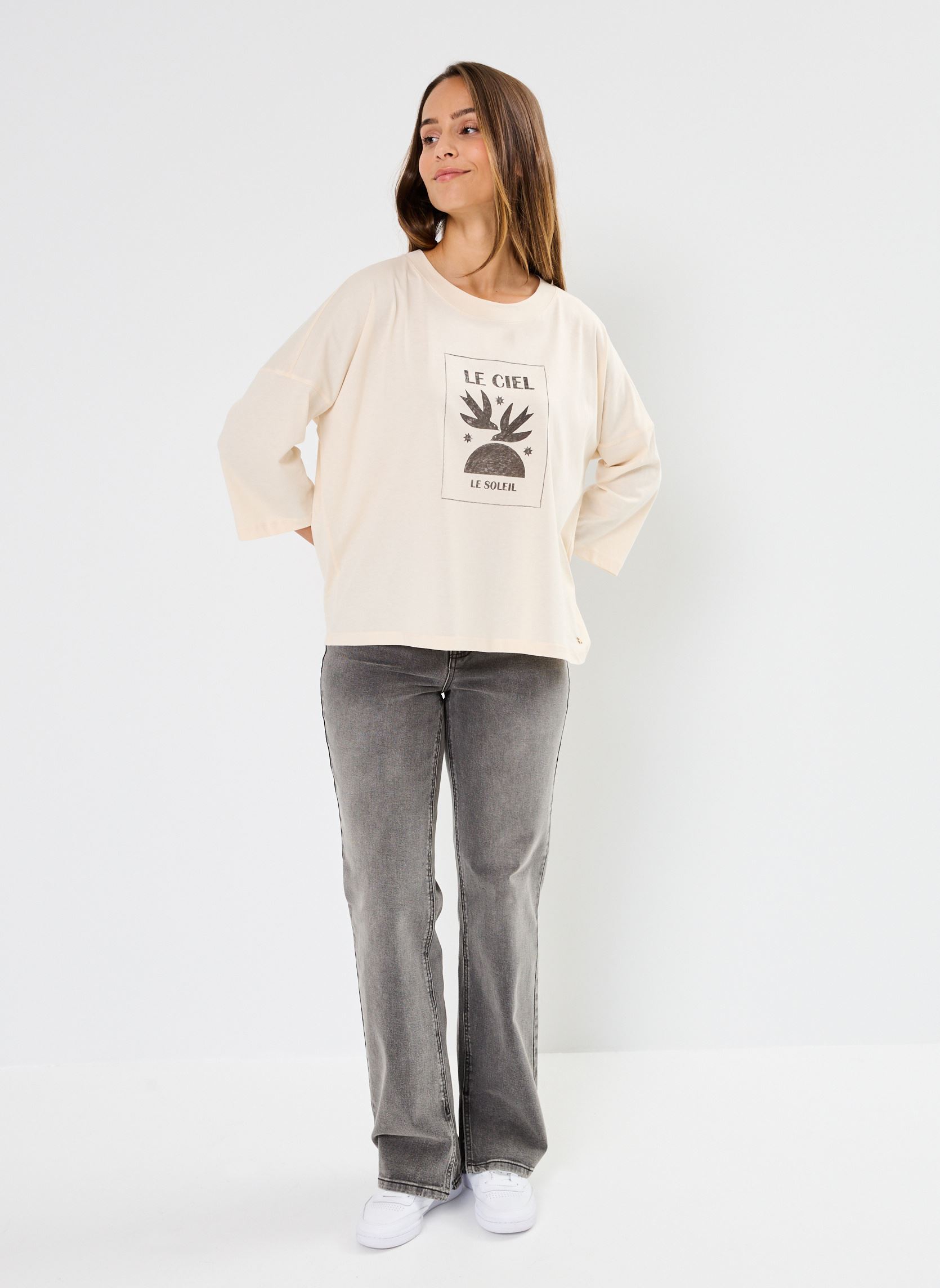 Kurzarm-T-Shirts Janou damen beige Des Petits Hauts Kurzarm-T-Shirts Janou damen beige Creme