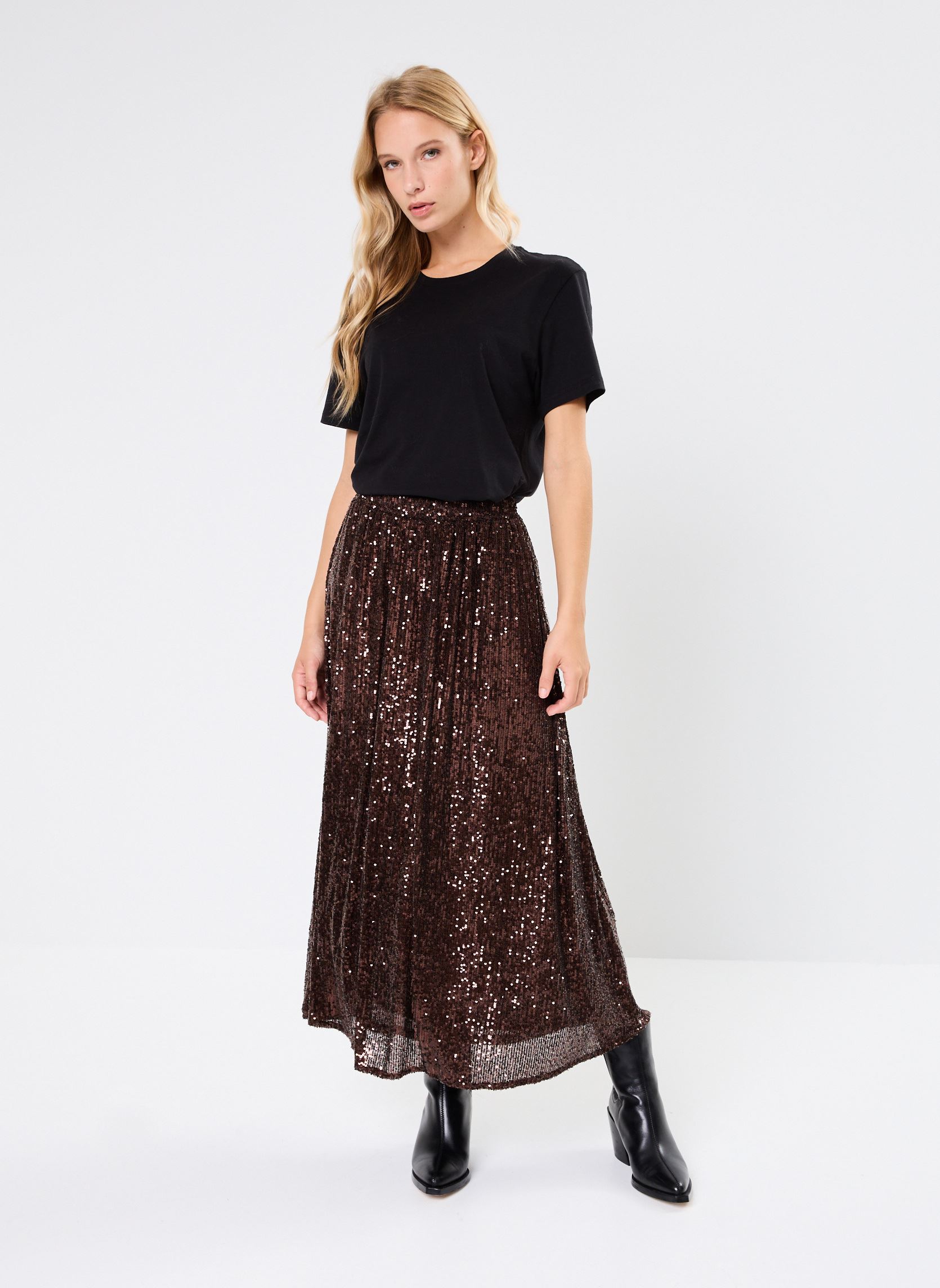 Halflange rokken Severine dames bruin Des Petits Hauts Halflange rokken Severine dames bruin ours