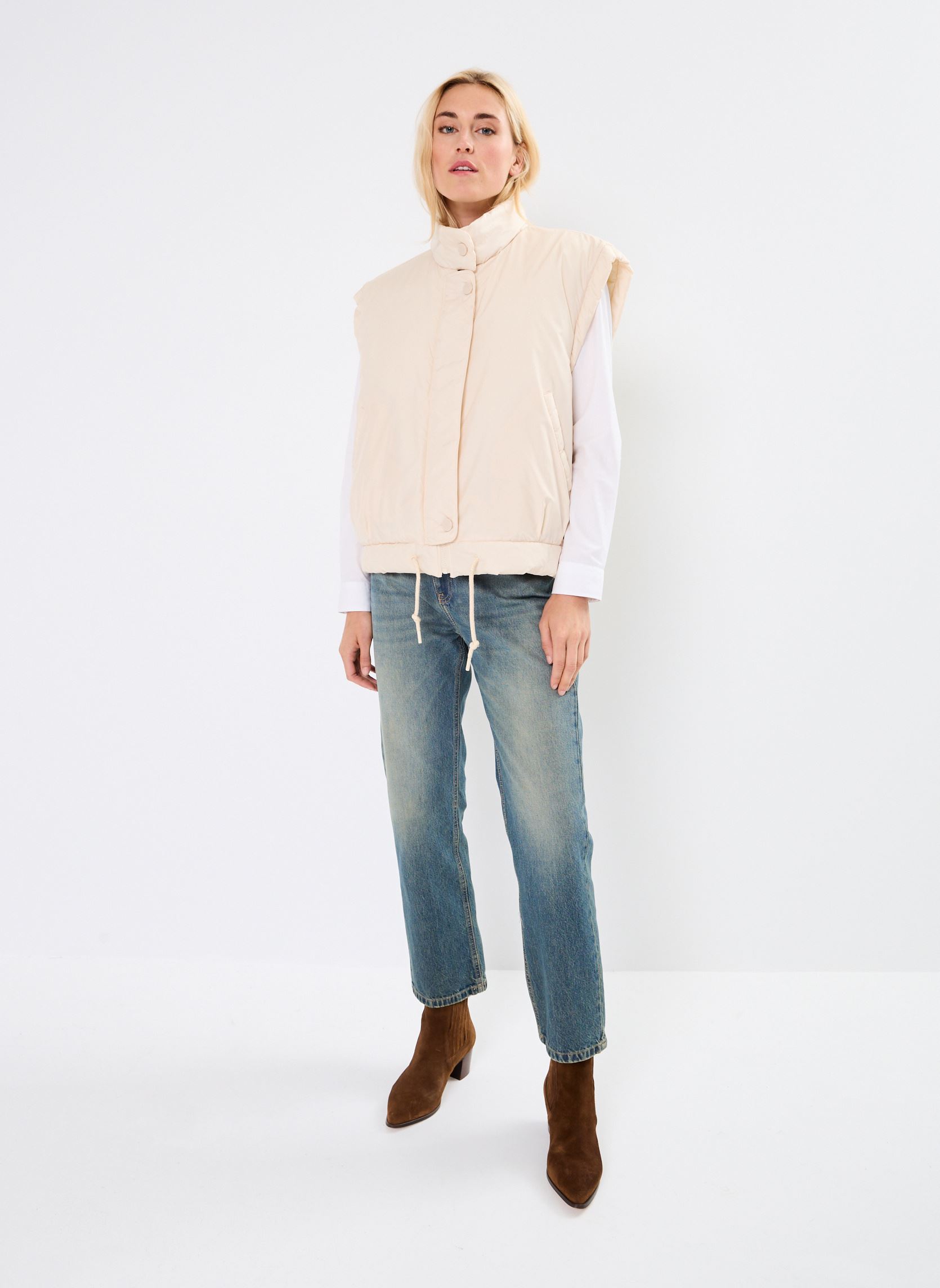 Chaquetas sin mangas Neletta mujer beige Des Petits Hauts Chaquetas sin mangas Neletta mujer beige Creme
