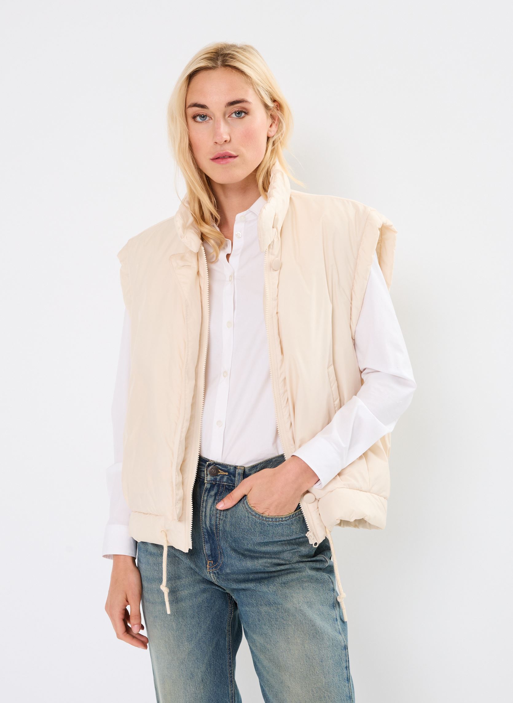 Chaquetas sin mangas Neletta mujer beige Des Petits Hauts Chaquetas sin mangas Neletta mujer beige Creme