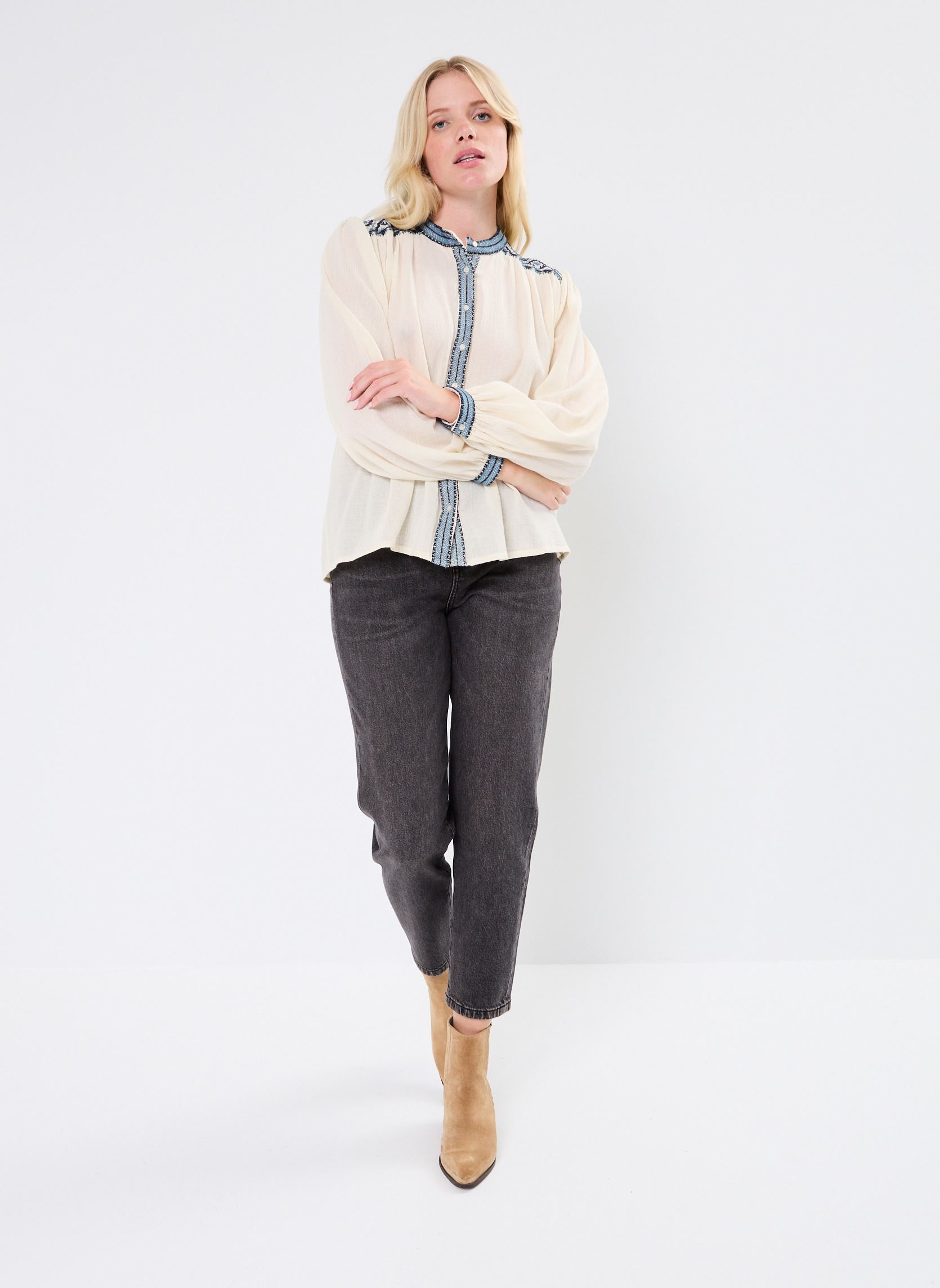 Blouses manches longues BETH femme blanc Maison Hotel Blouses manches longues BETH femme blanc Sapphire