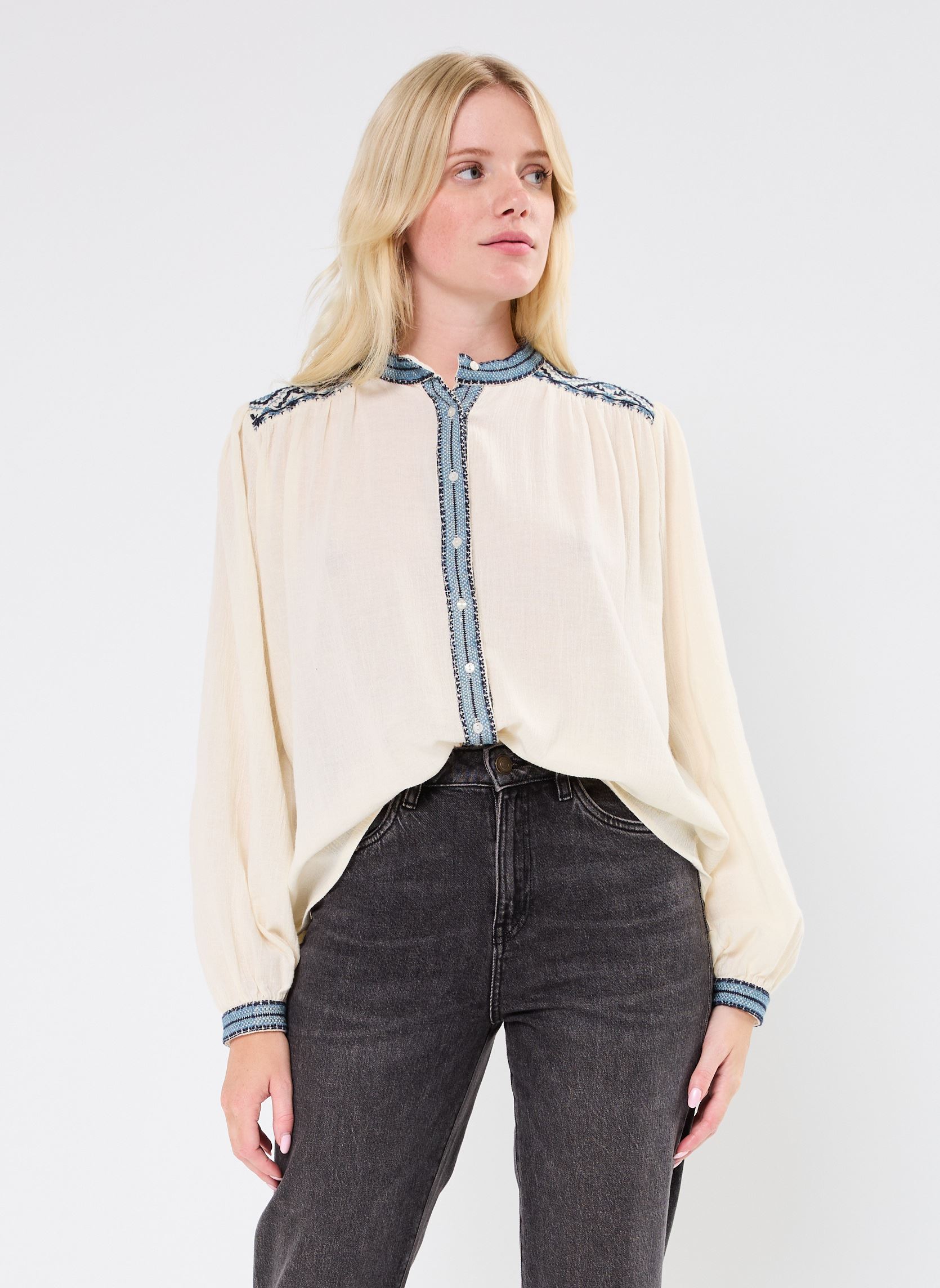 Blouses manches longues BETH femme blanc Maison Hotel Blouses manches longues BETH femme blanc Sapphire