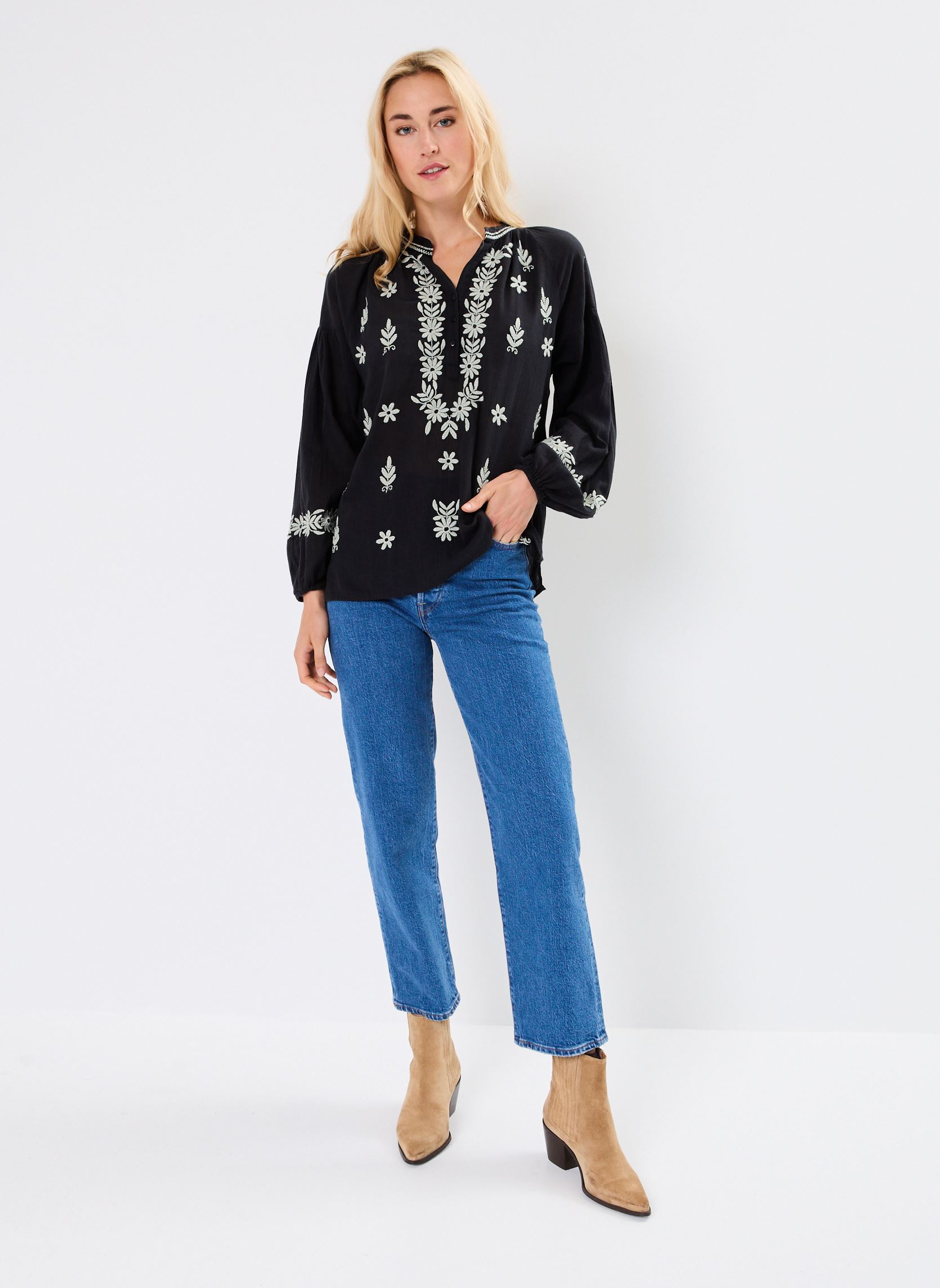 Blouses manches longues TINA femme noir Maison Hotel Blouses manches longues TINA femme noir Notte