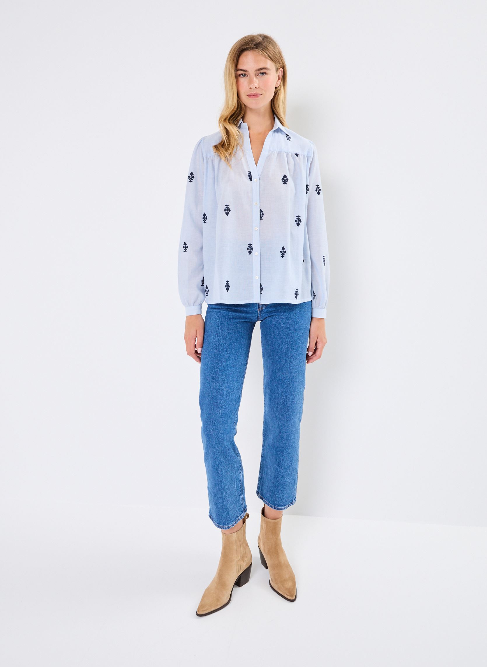 Langarm-Hemden MARIANNE damen blau Maison Hotel Langarm-Hemden MARIANNE damen blau LIGHT OXFORD