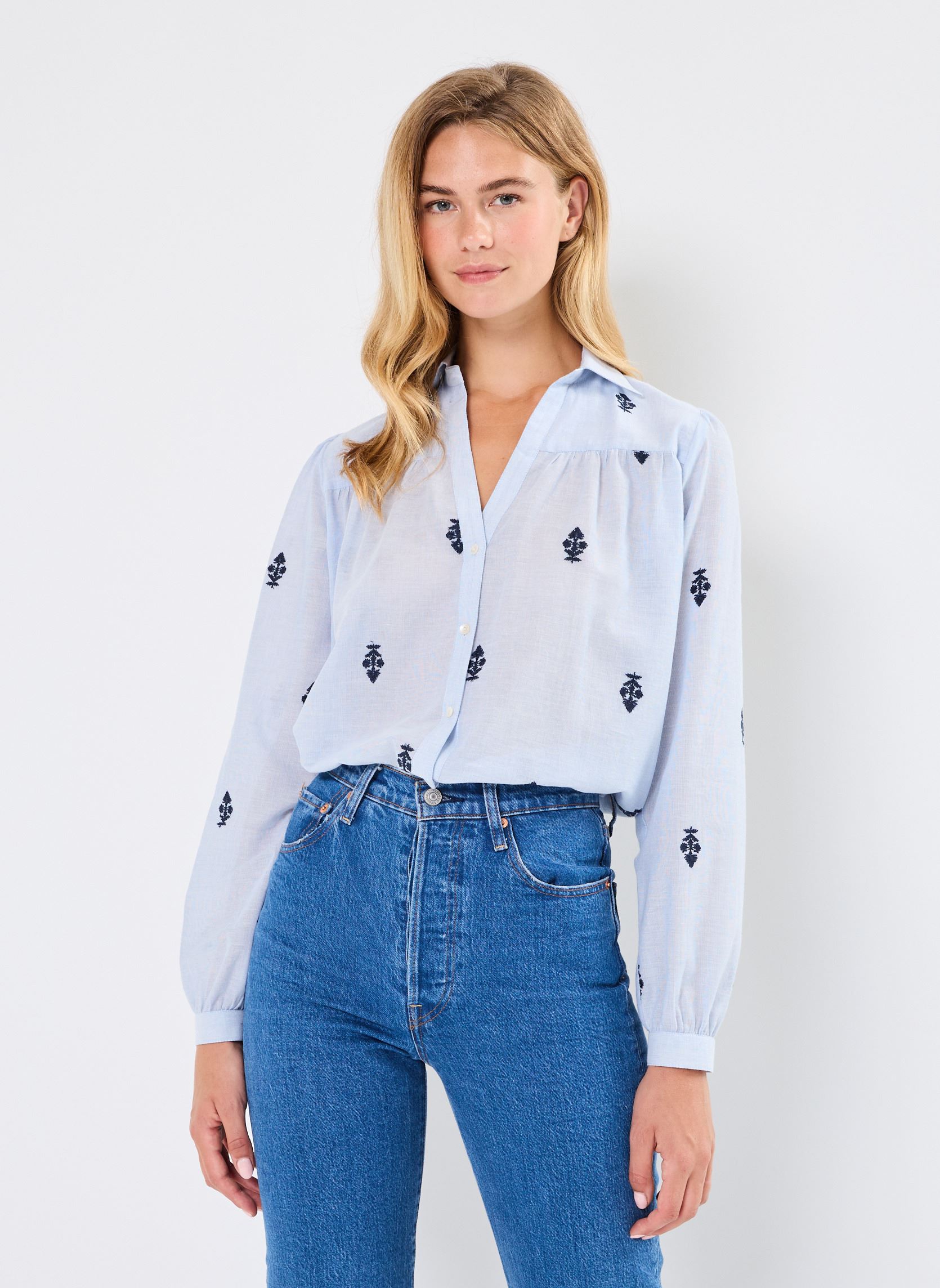 Langarm-Hemden MARIANNE damen blau Maison Hotel Langarm-Hemden MARIANNE damen blau LIGHT OXFORD