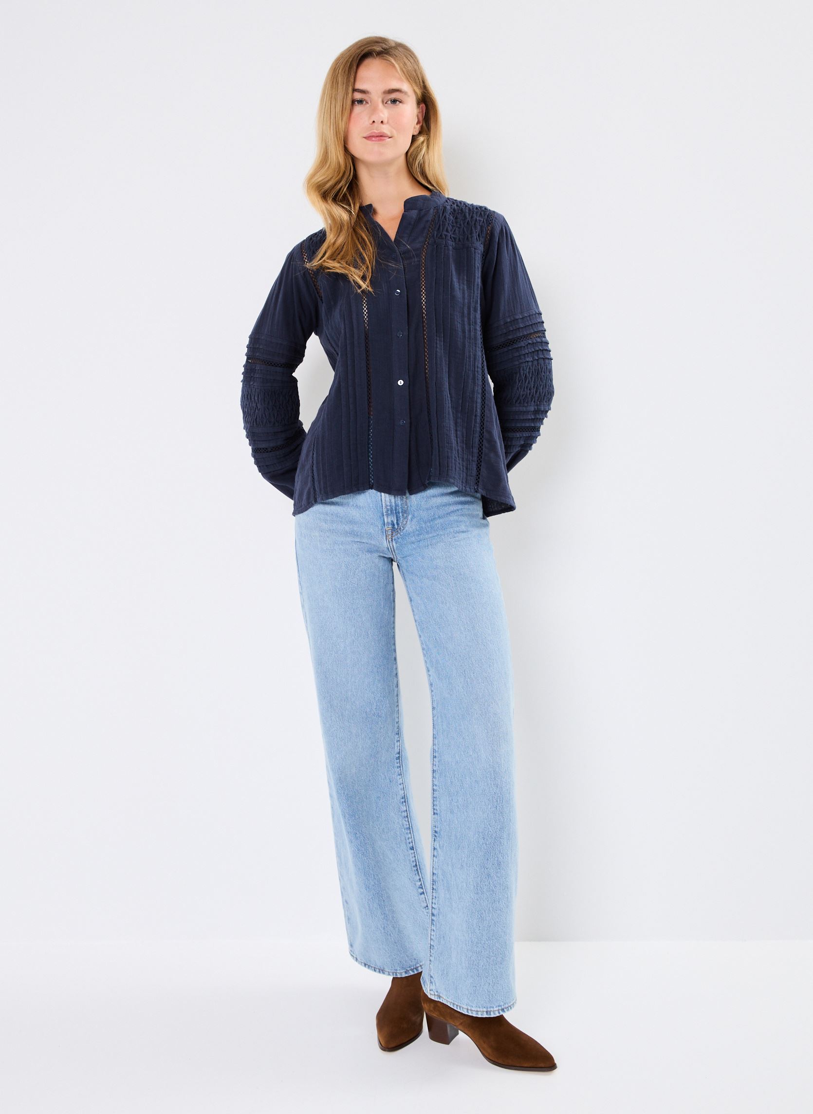 Blouses manches longues ANGELA femme bleu Maison Hotel Blouses manches longues ANGELA femme bleu Navy