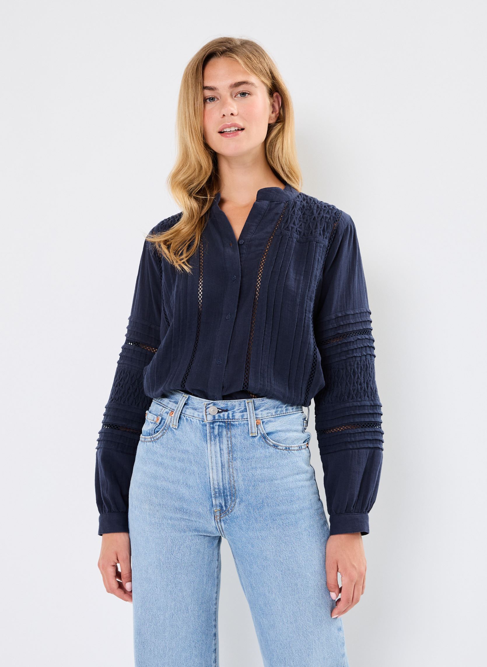 Blouses manches longues ANGELA femme bleu Maison Hotel Blouses manches longues ANGELA femme bleu Navy