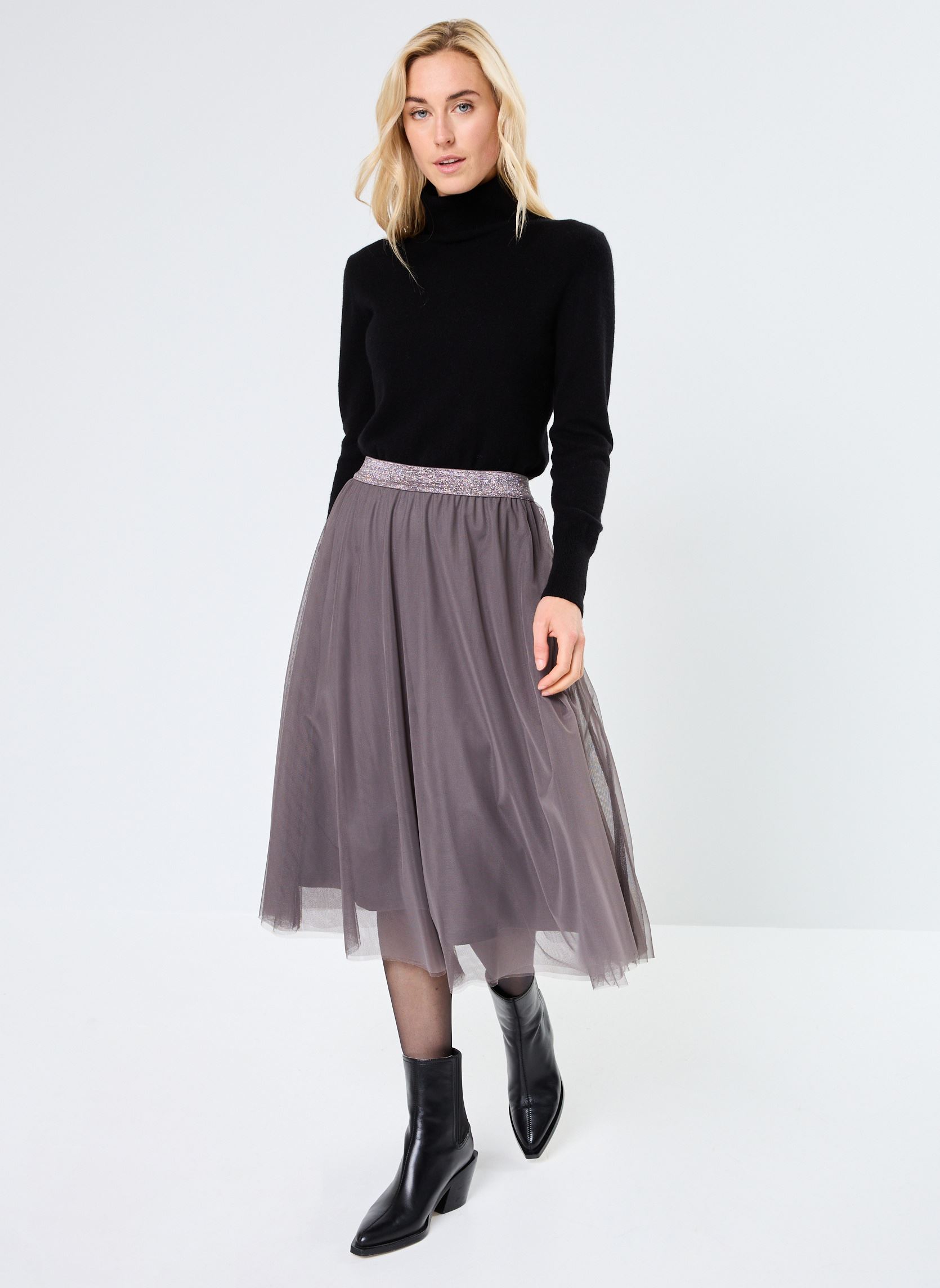 Midi-Röcke NUEA SKIRT damen schwarz Nümph Midi-Röcke NUEA SKIRT damen schwarz Dark Shadow