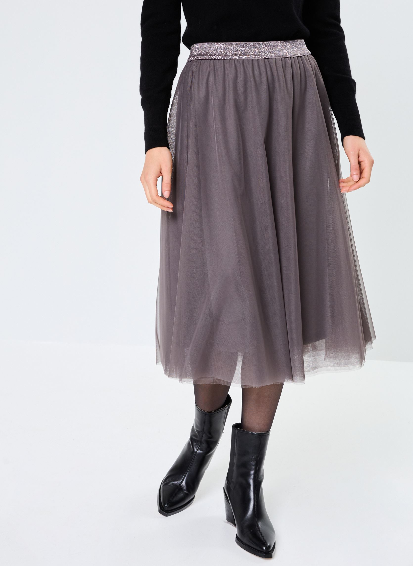 Midi-Röcke NUEA SKIRT damen schwarz Nümph Midi-Röcke NUEA SKIRT damen schwarz Dark Shadow