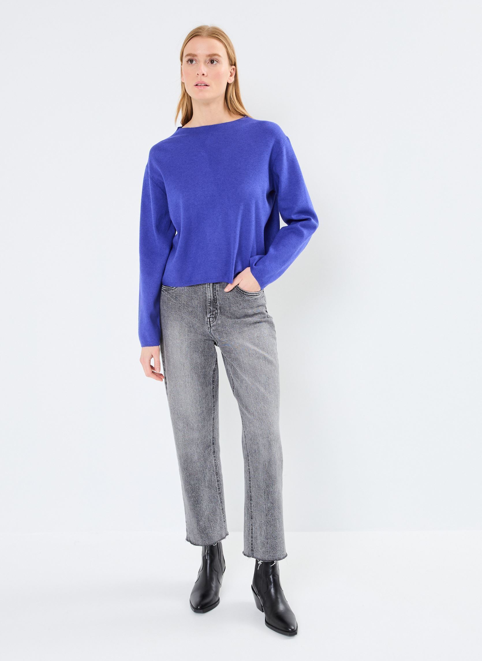 Pullover NUCARMA CROP PULLOVER damen blau Nümph Pullover NUCARMA CROP PULLOVER damen blau Clematis blue