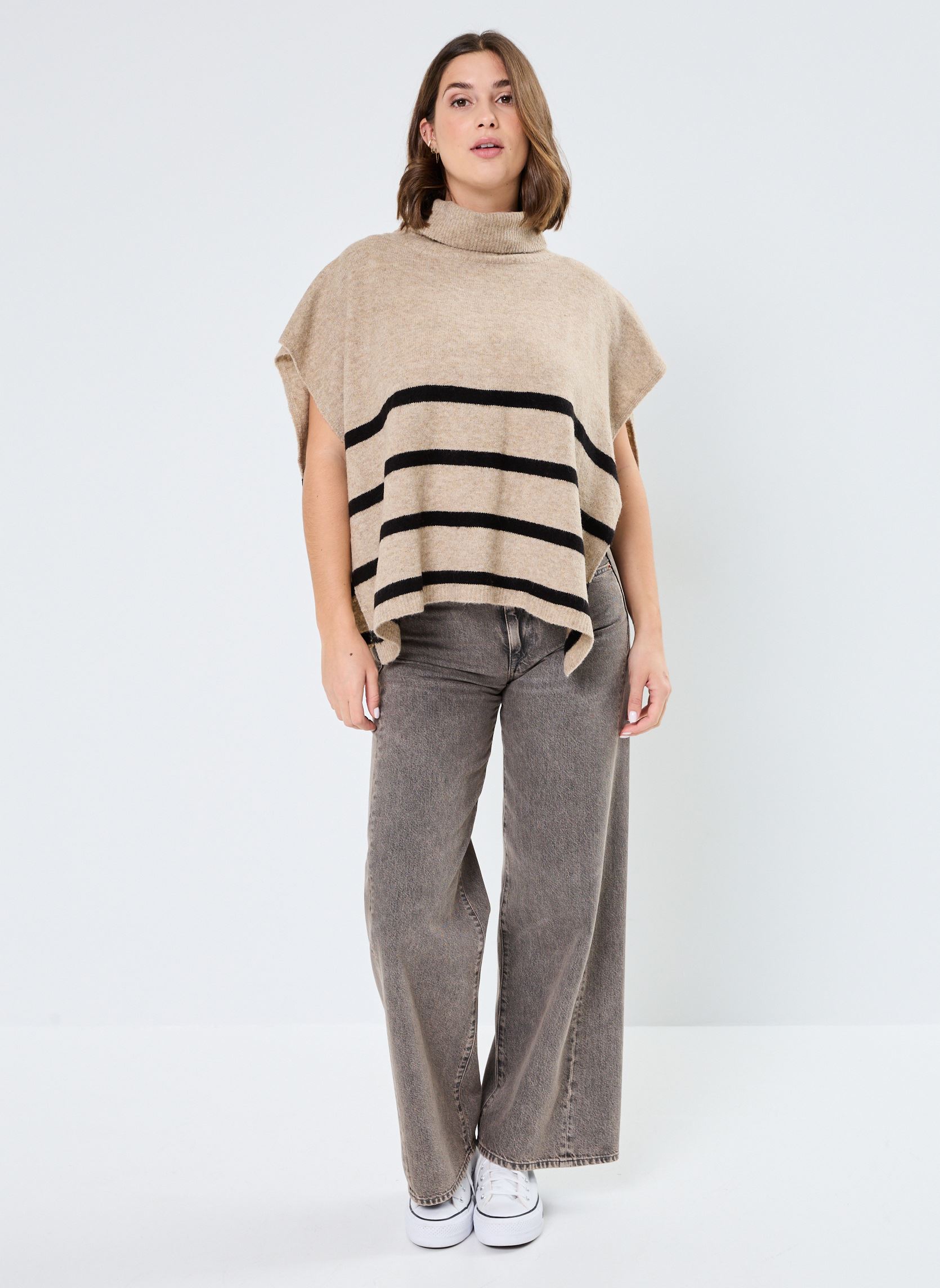 Pulls NUNEMBA ROLLNECK PONCHO femme beige Nümph Pulls NUNEMBA ROLLNECK PONCHO femme beige Tiger´s Eye