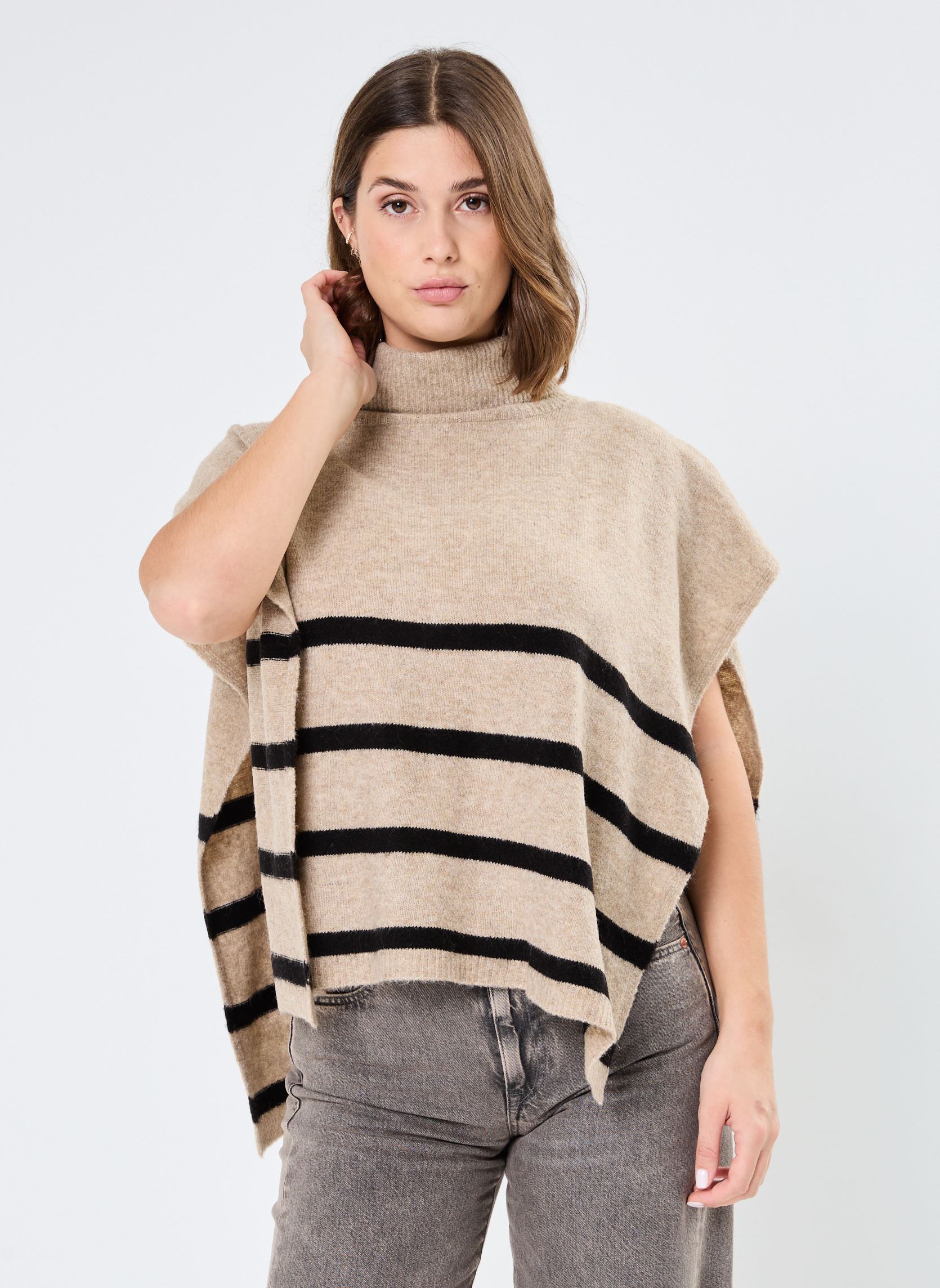 Pulls NUNEMBA ROLLNECK PONCHO femme beige Nümph Pulls NUNEMBA ROLLNECK PONCHO femme beige Tiger´s Eye