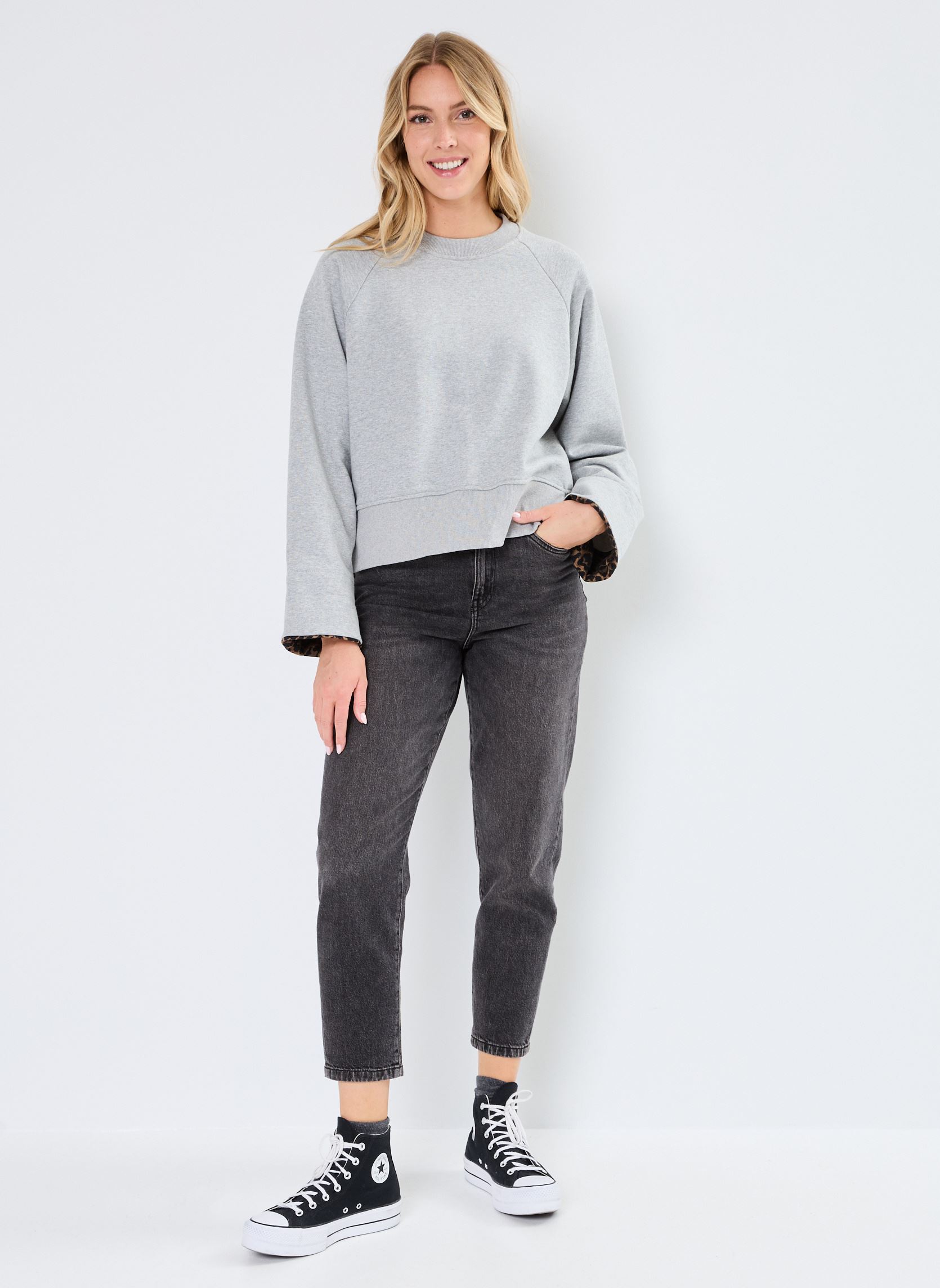 Sweater NUZARI SWEAT dames grijs Nümph Sweater NUZARI SWEAT dames grijs Medium Grey mel