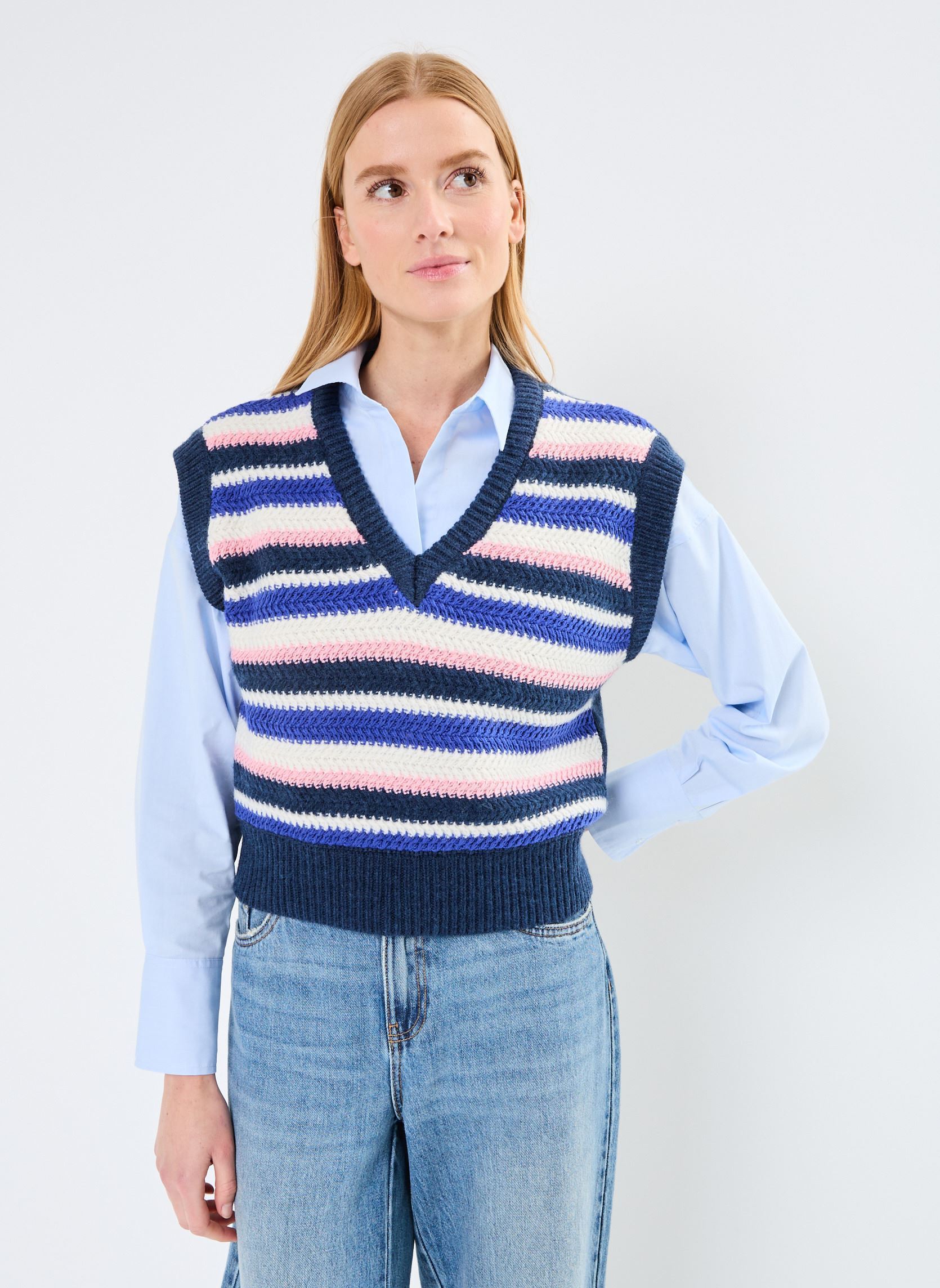Pullover NUSHELBY VEST damen blau Nümph Pullover NUSHELBY VEST damen blau Dress Blues