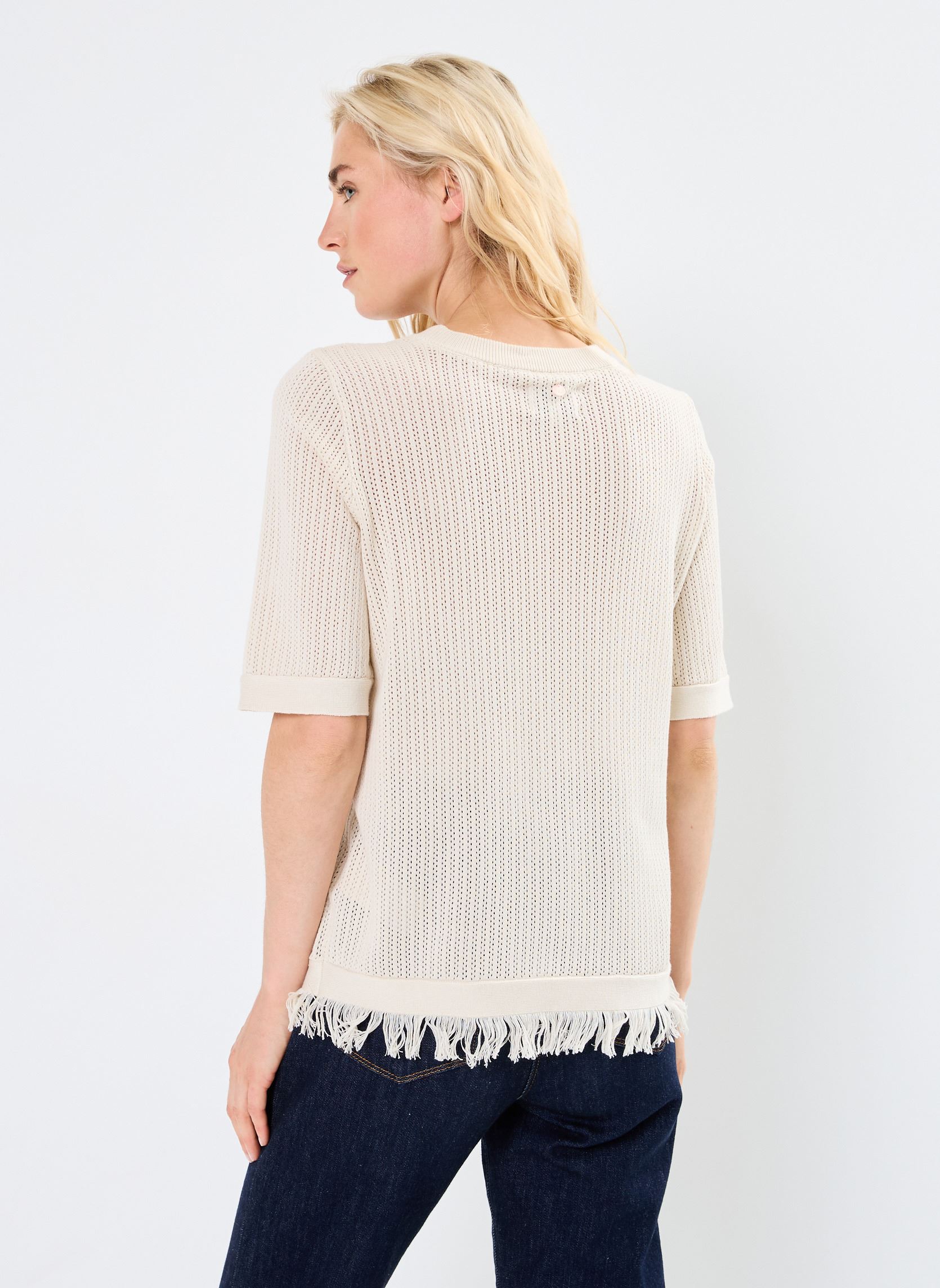 Camisetas de manga corta NUFRINGE PULLOVER mujer beige Nümph Camisetas de manga corta NUFRINGE PULLOVER mujer beige Sandshell Melange