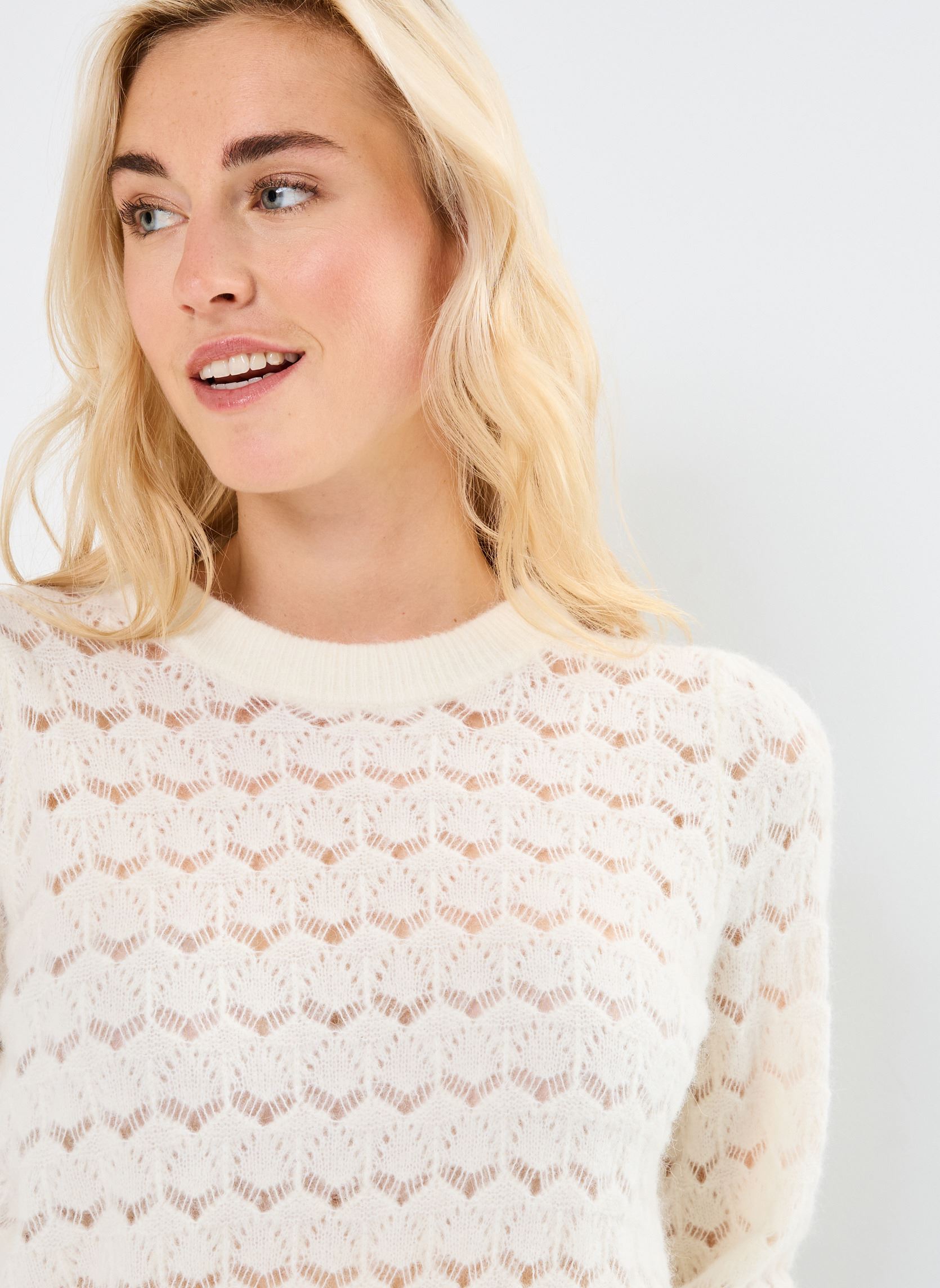 Pullover NURIETTA POINTELLE PULLOVER damen weiß Nümph Pullover NURIETTA POINTELLE PULLOVER damen weiß Cloud Dancer