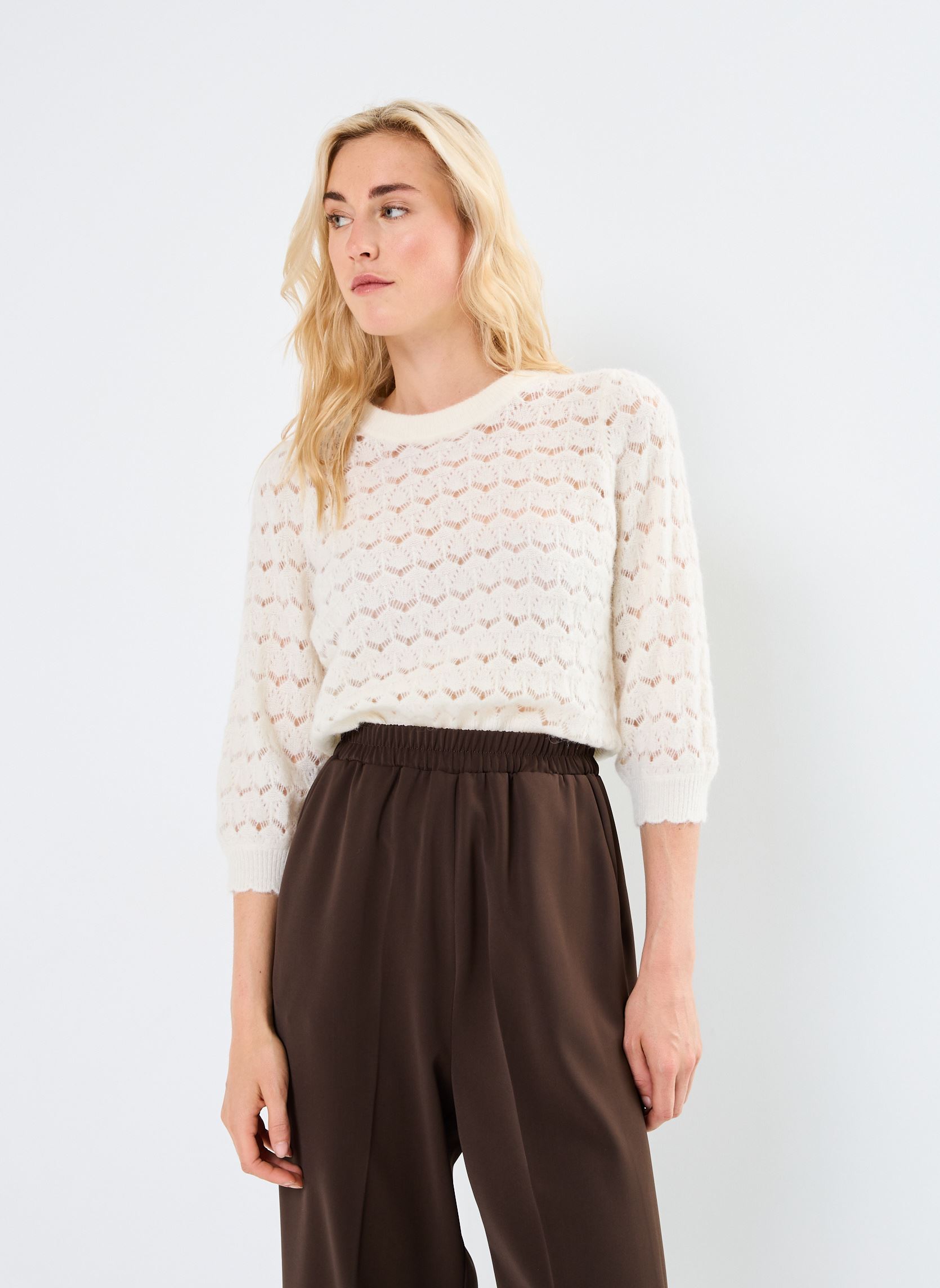 Pullover NURIETTA POINTELLE PULLOVER damen weiß Nümph Pullover NURIETTA POINTELLE PULLOVER damen weiß Cloud Dancer