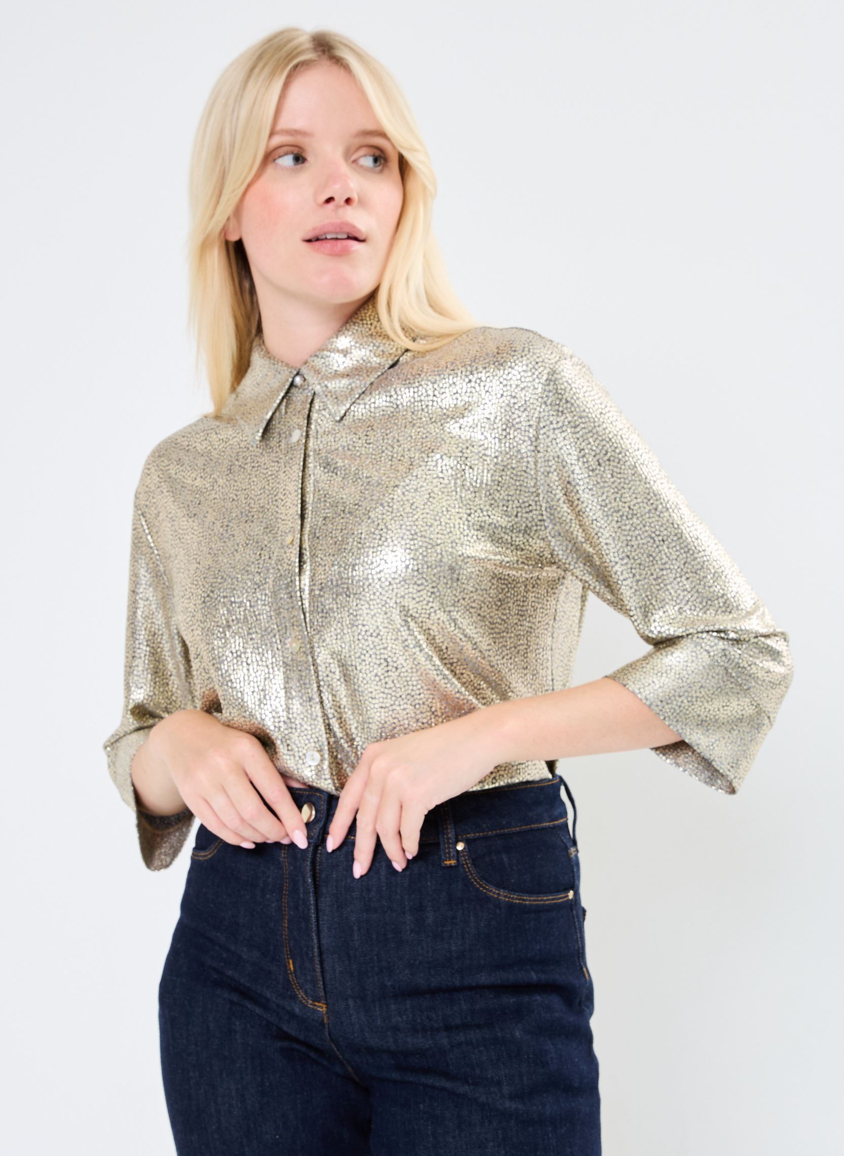 Chemises manches courtes NUIDUN SHIRT femme argent Nümph Chemises manches courtes NUIDUN SHIRT femme argent Silver