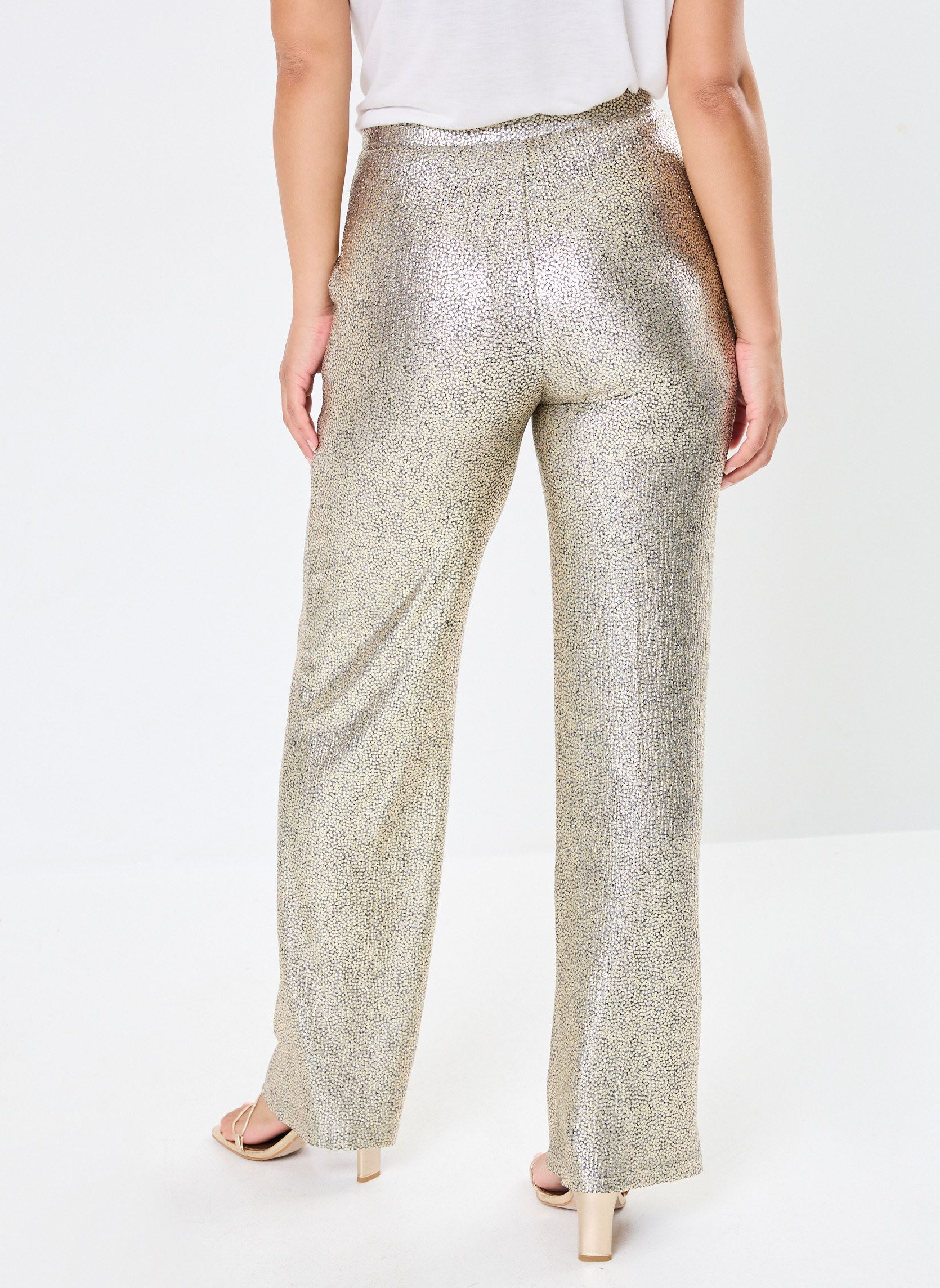 Wijde broeken NUIDUN PANTS dames zilver Nümph Wijde broeken NUIDUN PANTS dames zilver Silver