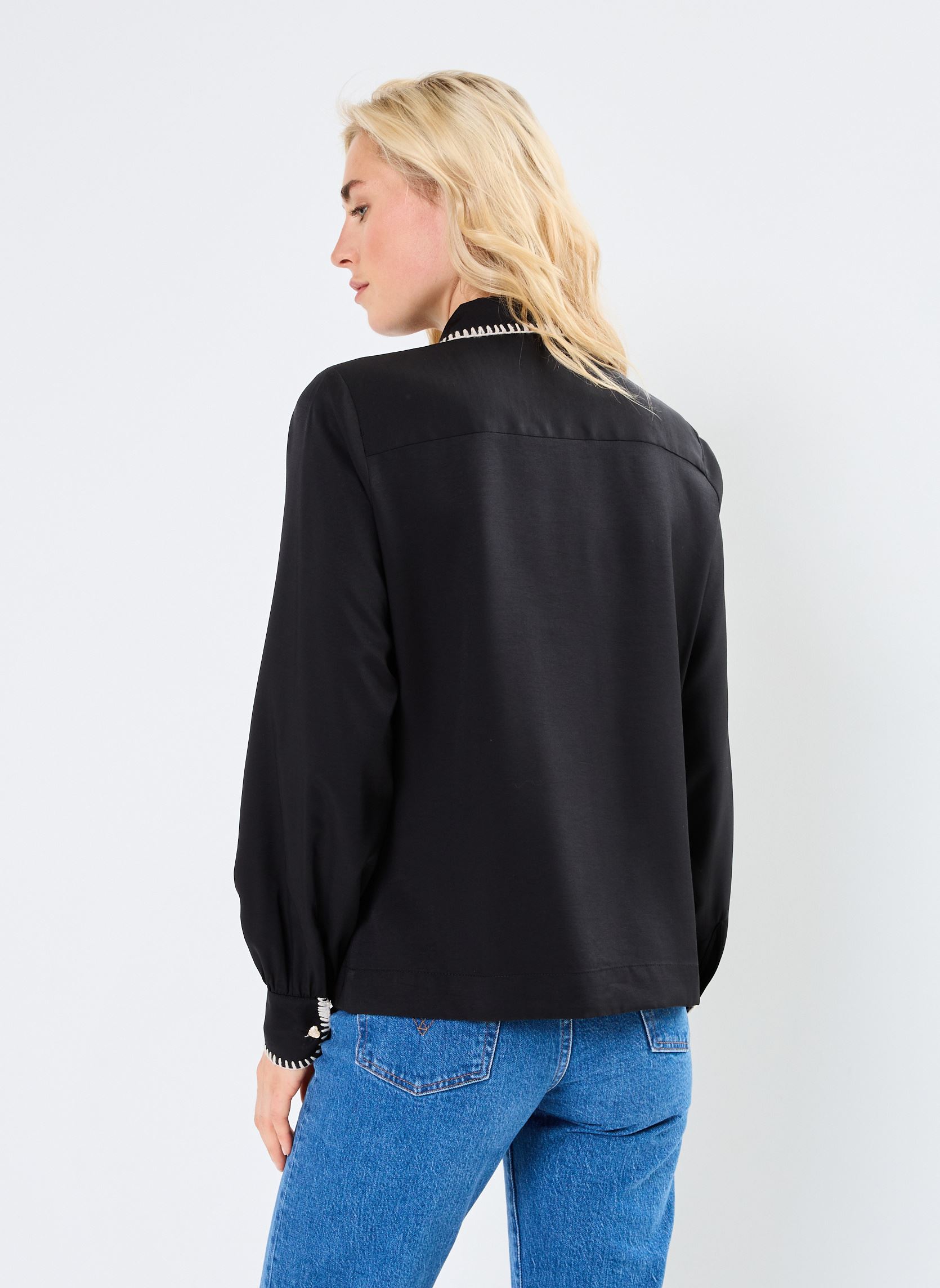 Langarm-Hemden NUDARBY SHIRT damen schwarz Nümph Langarm-Hemden NUDARBY SHIRT damen schwarz CAVIAR