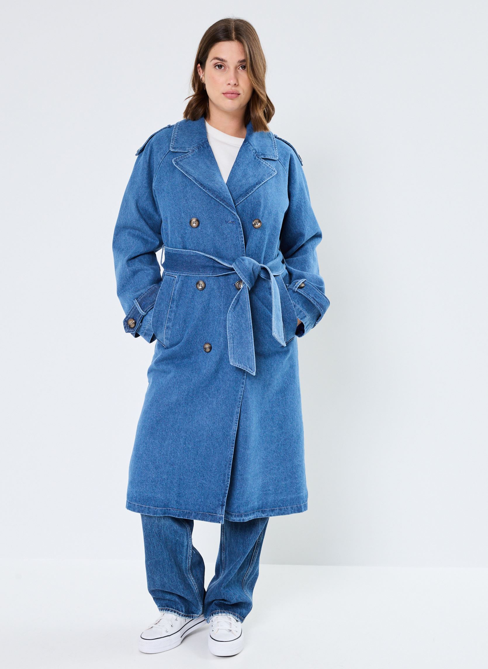 Manteaux NUDEMINA COAT femme bleu Nümph Manteaux NUDEMINA COAT femme bleu Medium Blue Denim