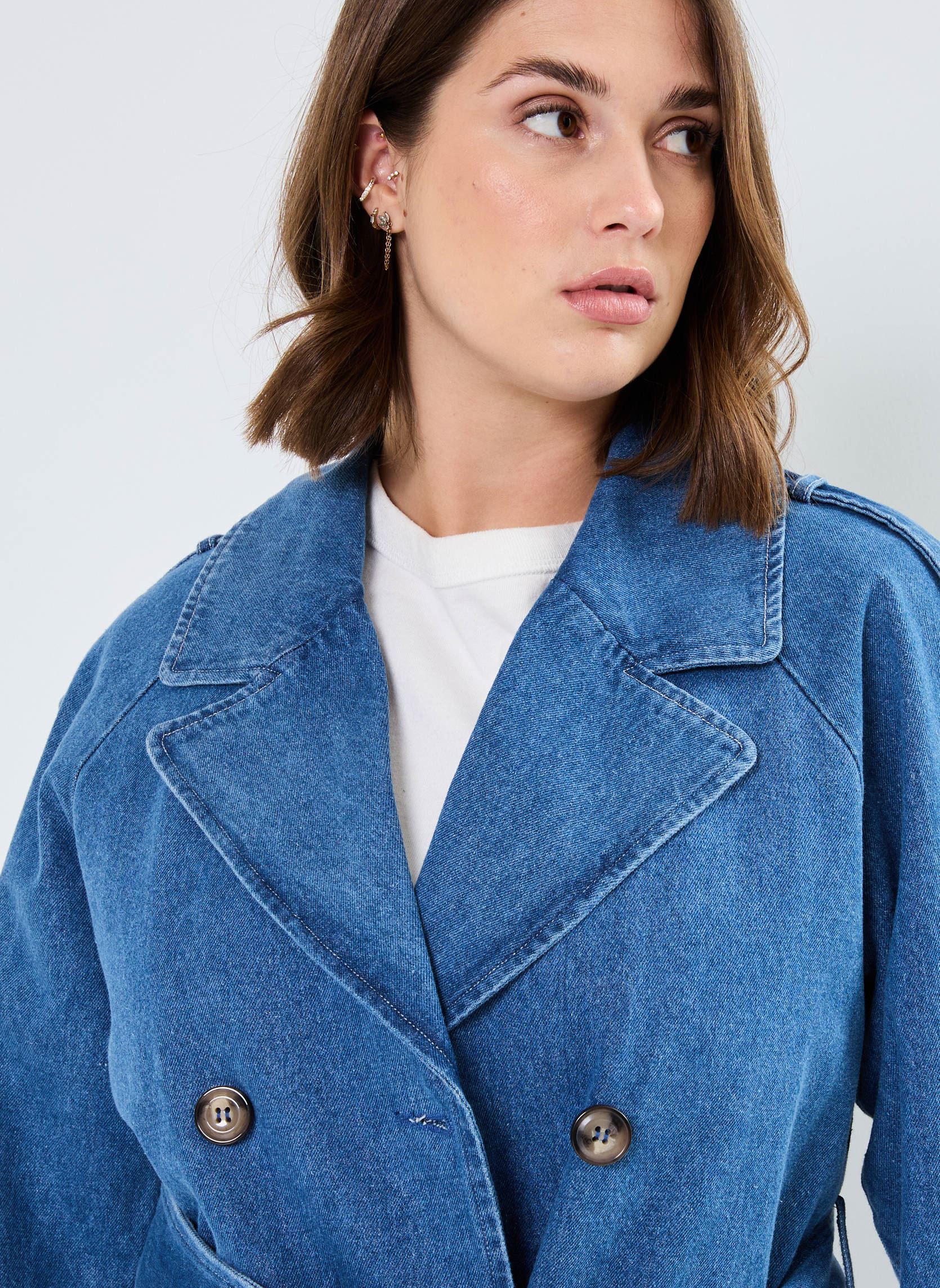 Manteaux NUDEMINA COAT femme bleu Nümph Manteaux NUDEMINA COAT femme bleu Medium Blue Denim