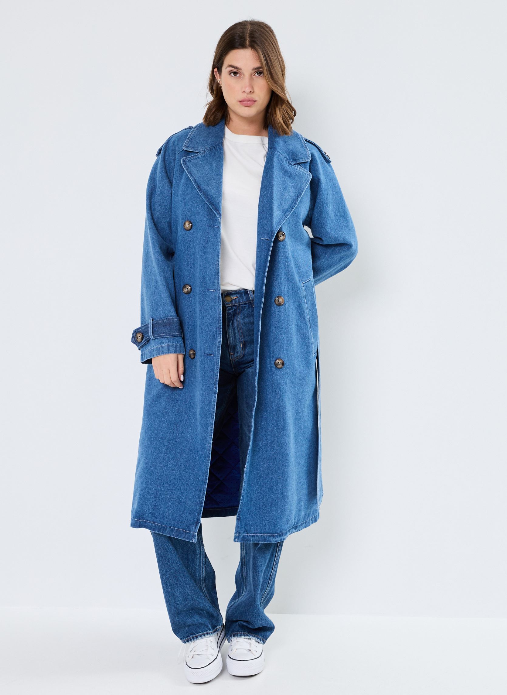 Veste En Jean XOXO Pour Femme, Coupe Blazer, Bleu Lavé, Taille S